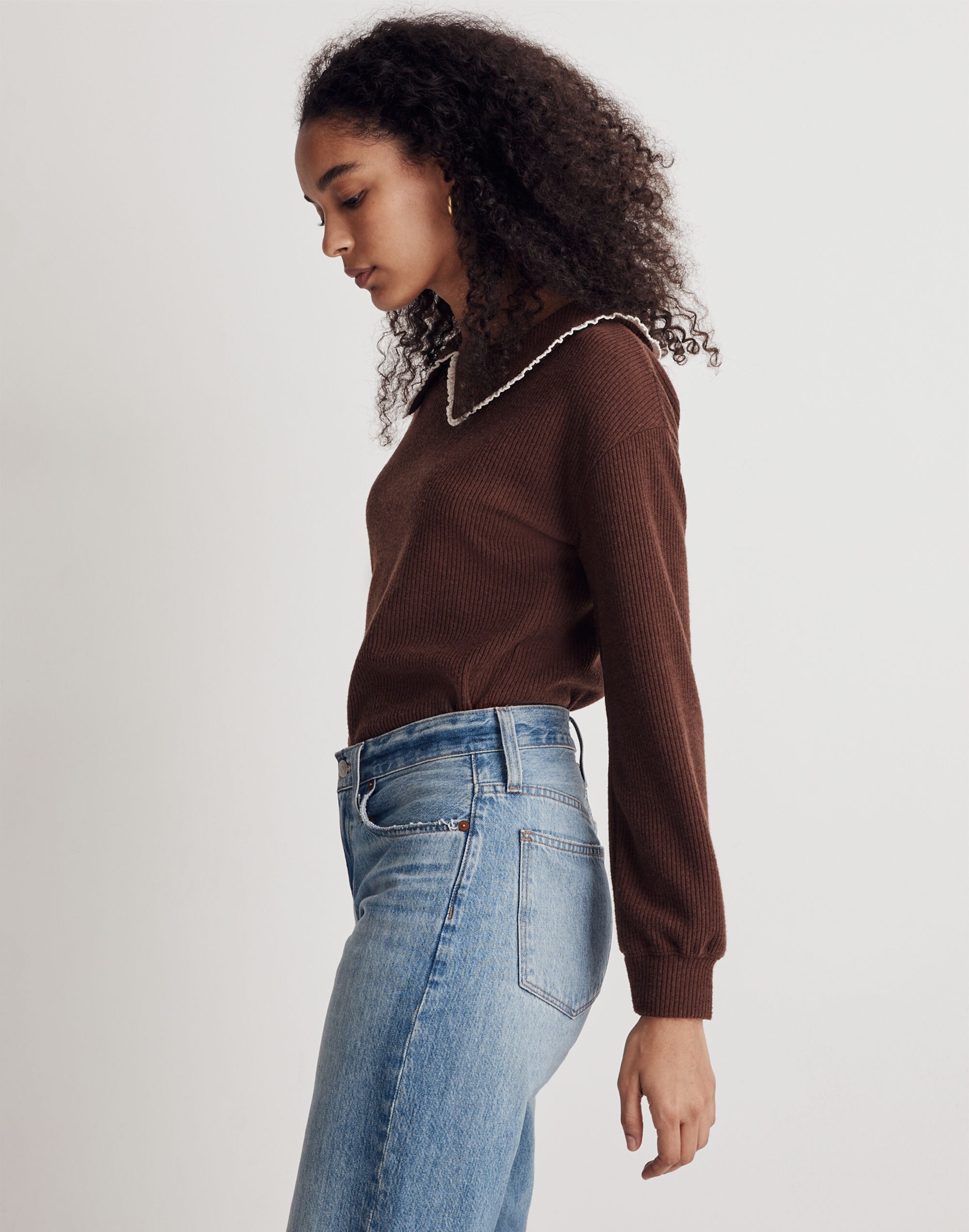 Ruffle-Collared Long-Sleeve Top | Madewell