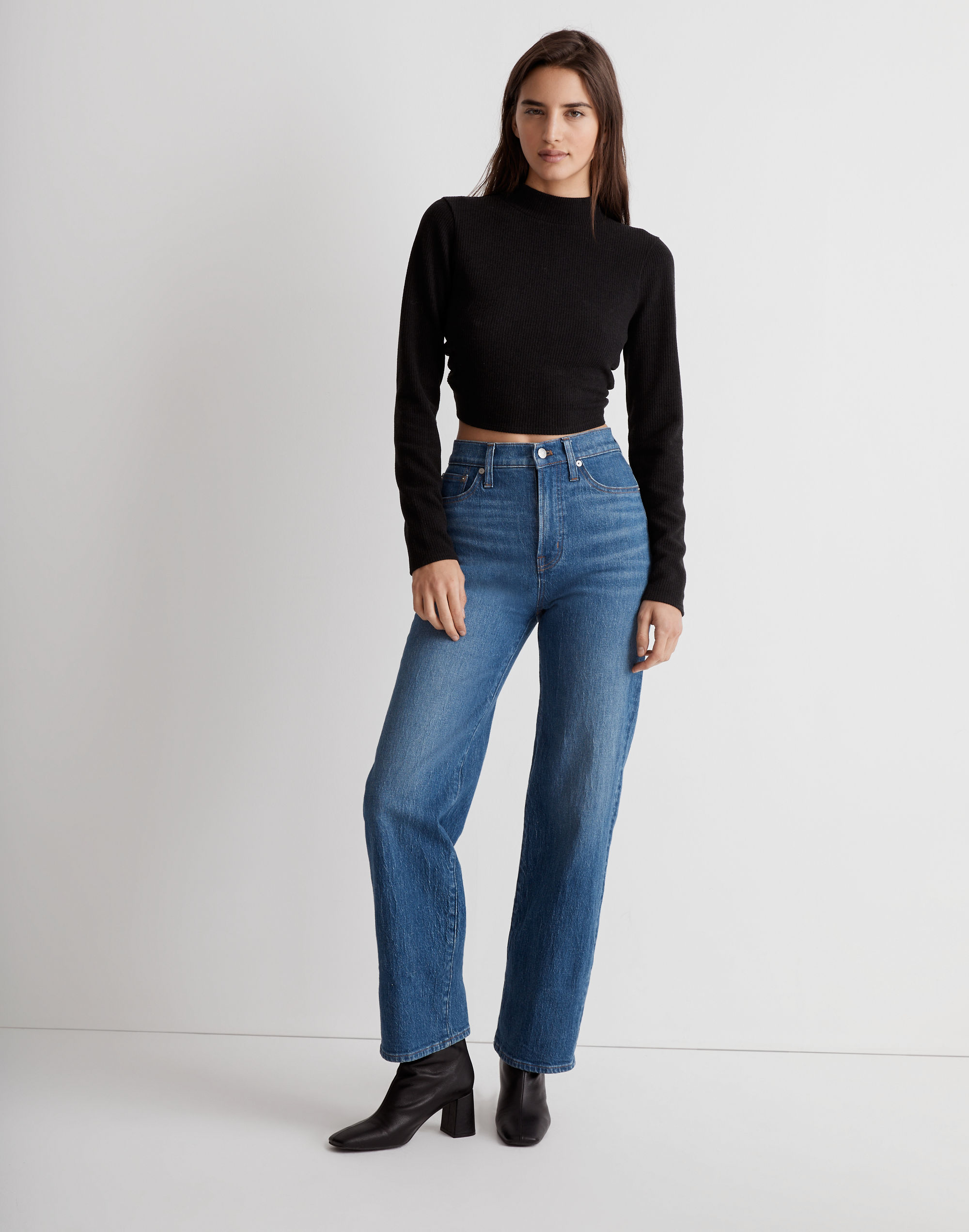 Ribbed Mockneck Open-Back Crop Top | Madewell