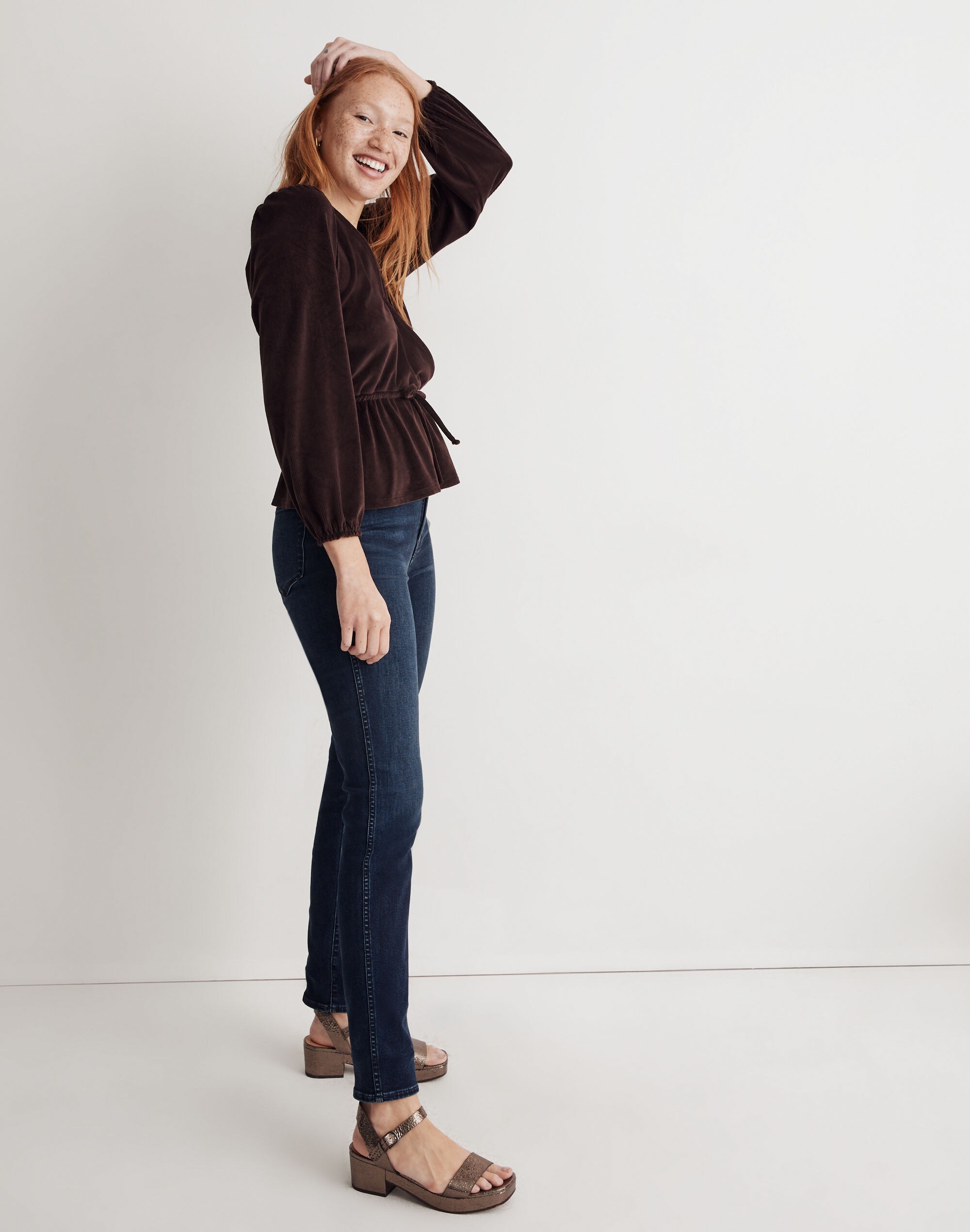 Corduroy Tie-Front Faux-Wrap Top | Madewell