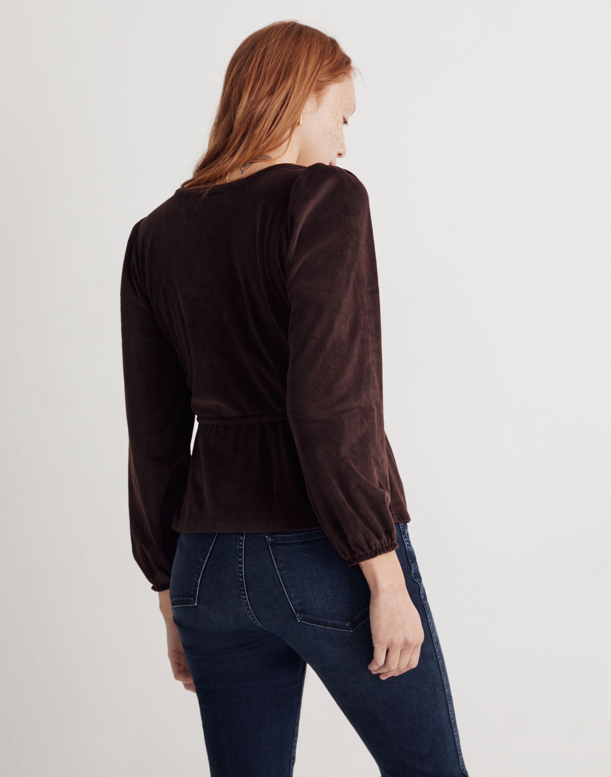 Corduroy Tie-Front Faux-Wrap Top | Madewell