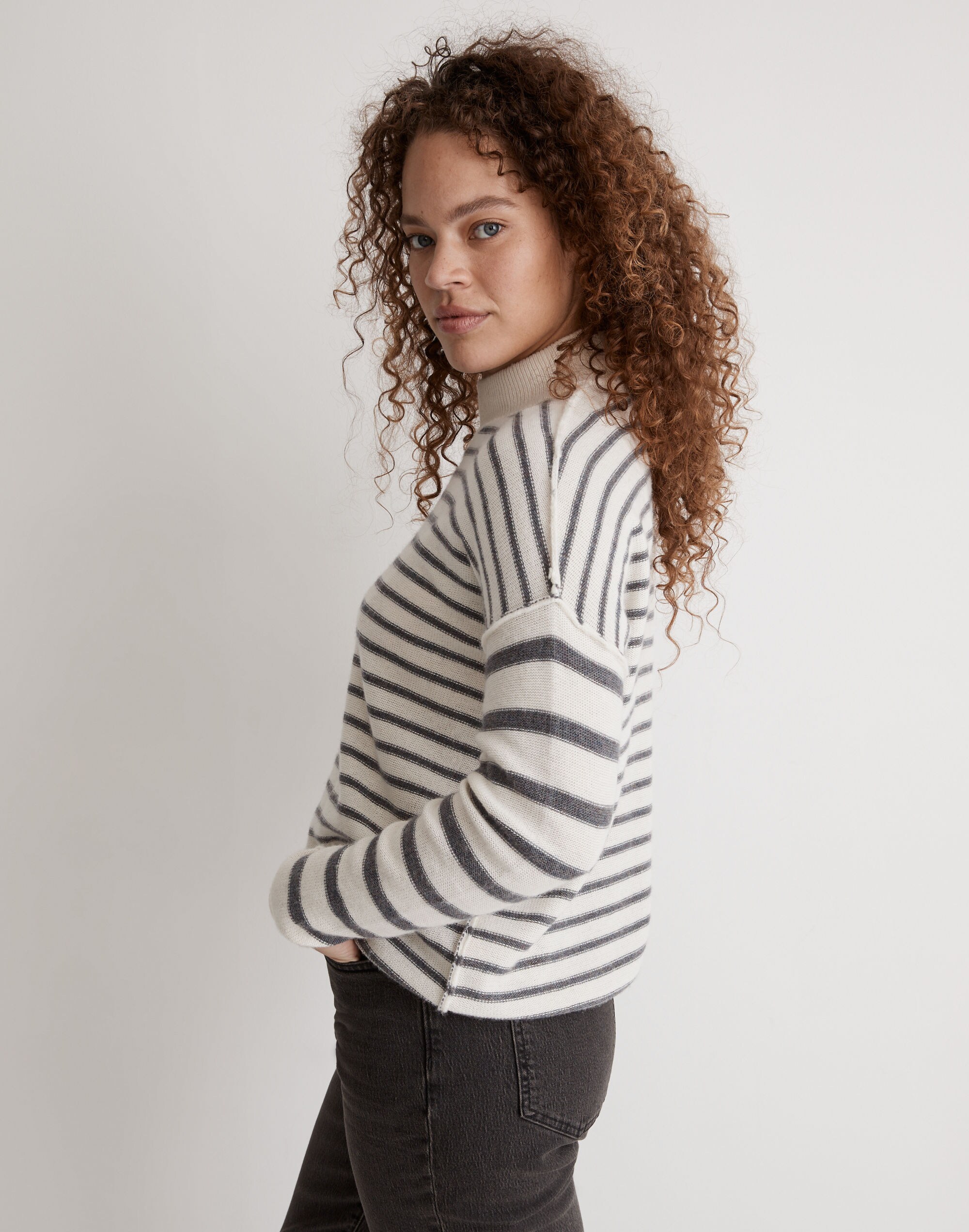 Stripe-Play Mockneck Pullover Sweater | Madewell