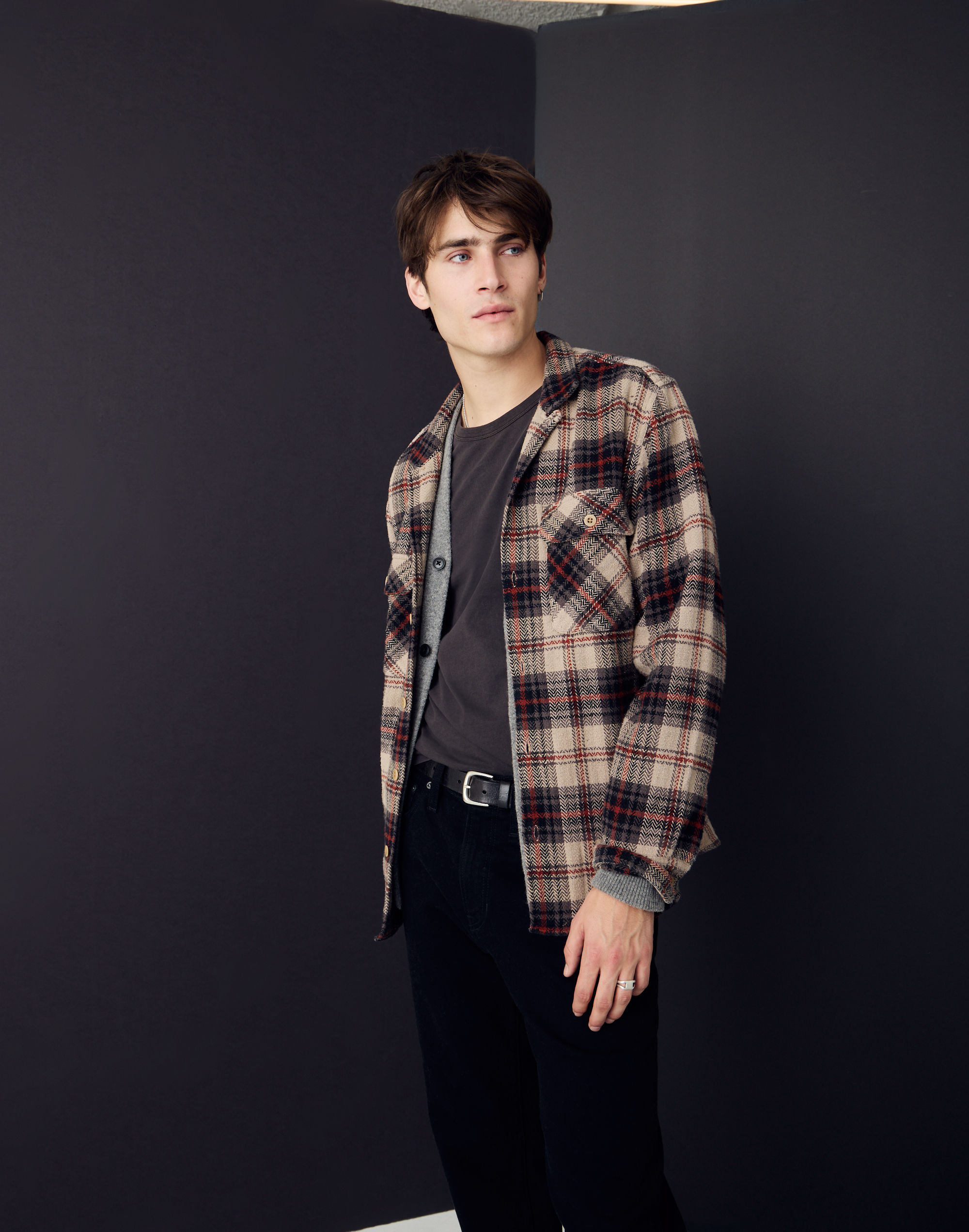 Easy Shirt-Jacket Herringbone Plaid