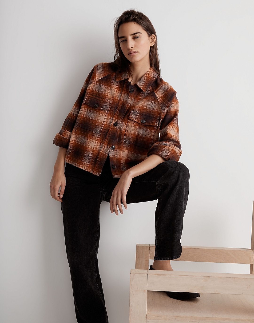 Fashion Nova Women's Check The Forecast Cropped Flannel Top
