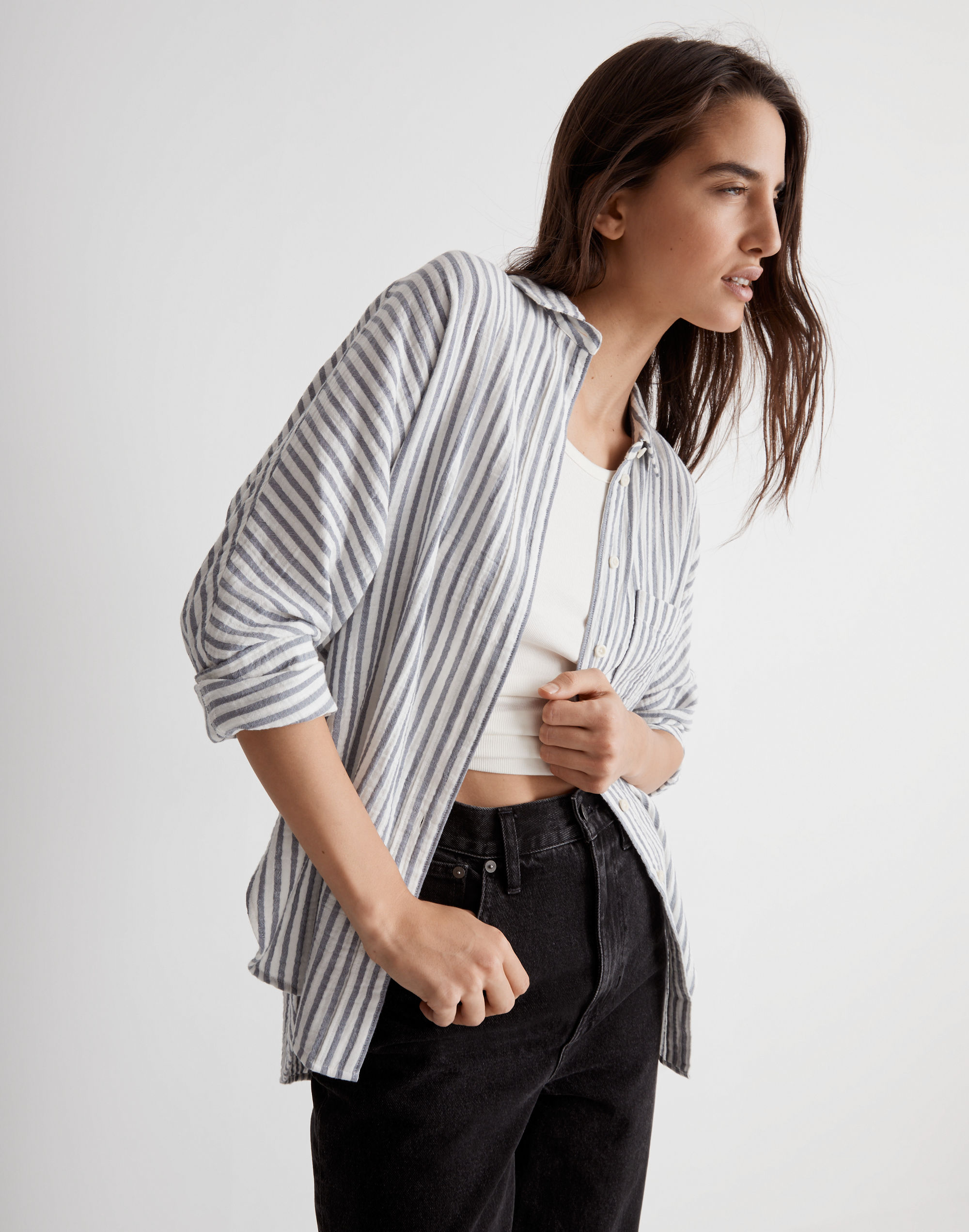 Long-Sleeve Dolman Shirt in Stripe | Madewell