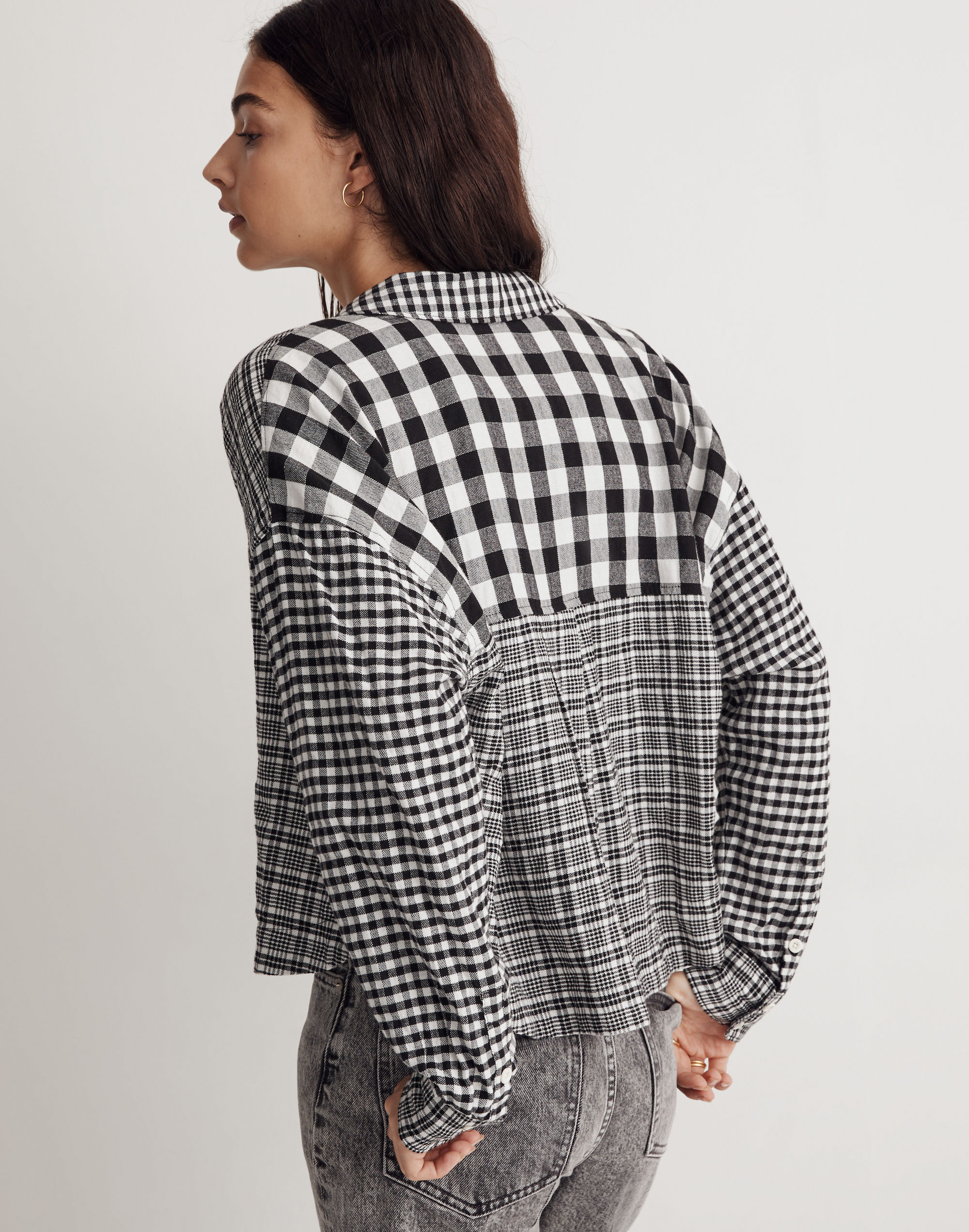 Long-Sleeve Crop Shirt Plaid | Madewell