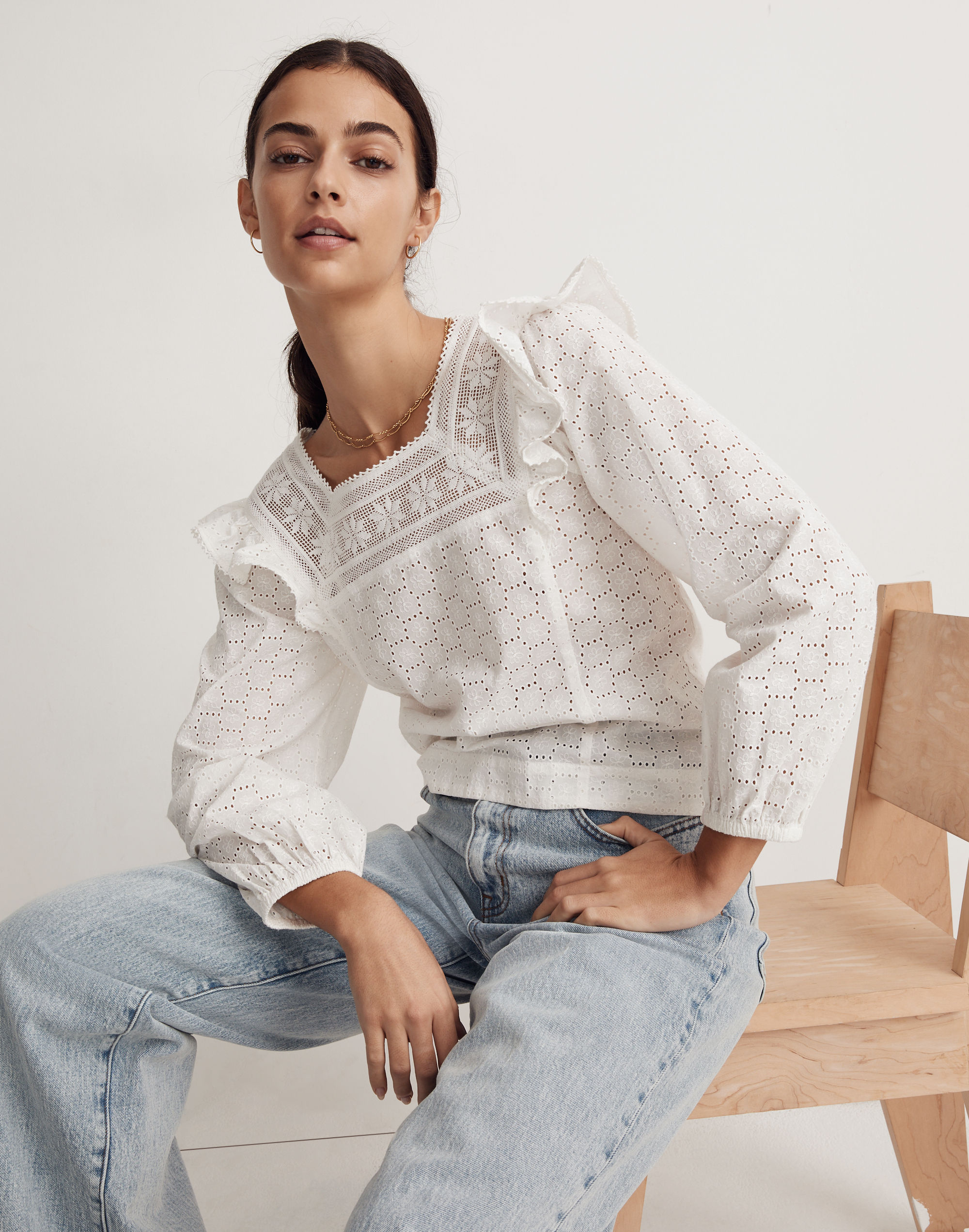 Eyelet Square-Neck Top | Madewell