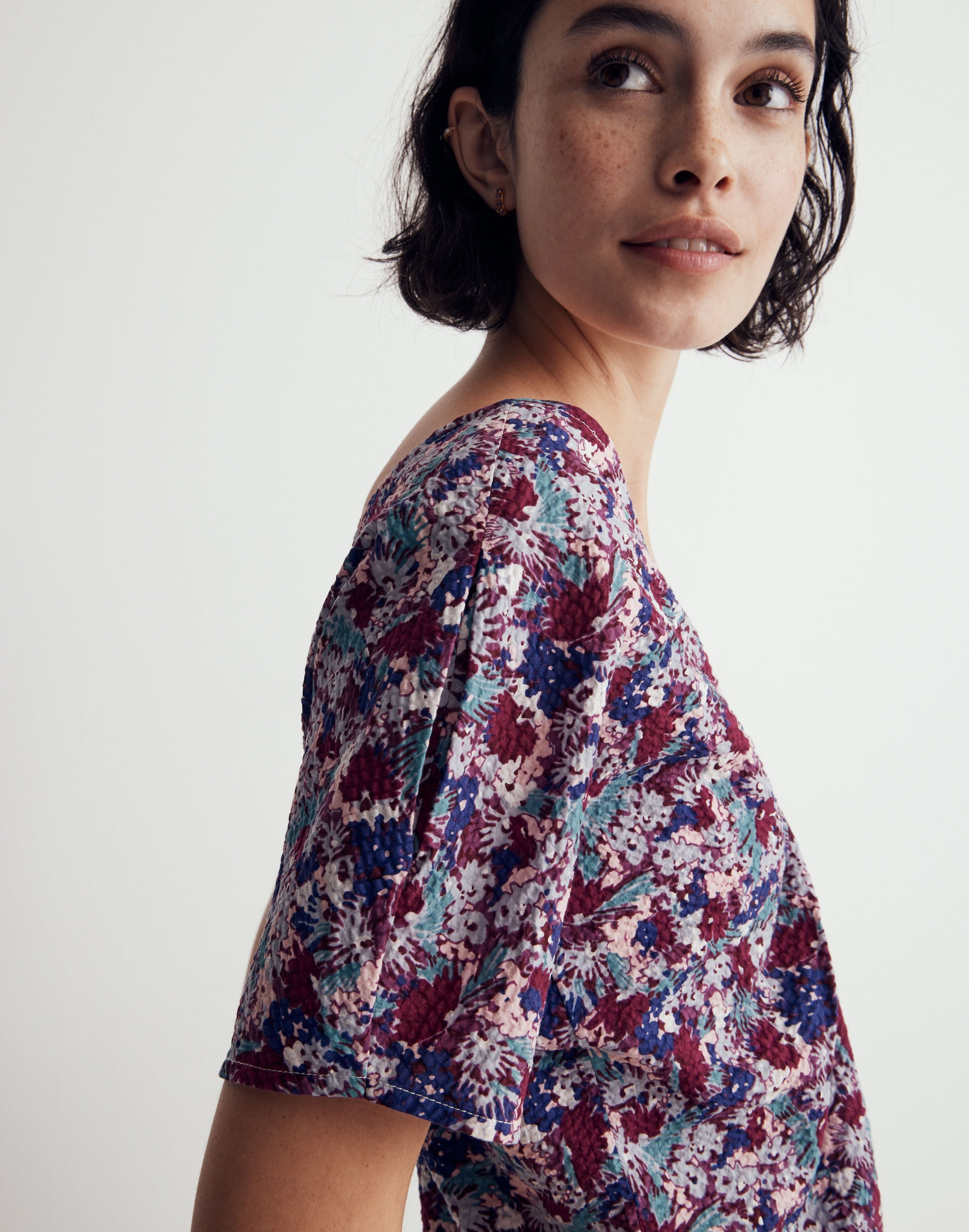 Puff-Sleeve Top Floral Seersucker | Madewell