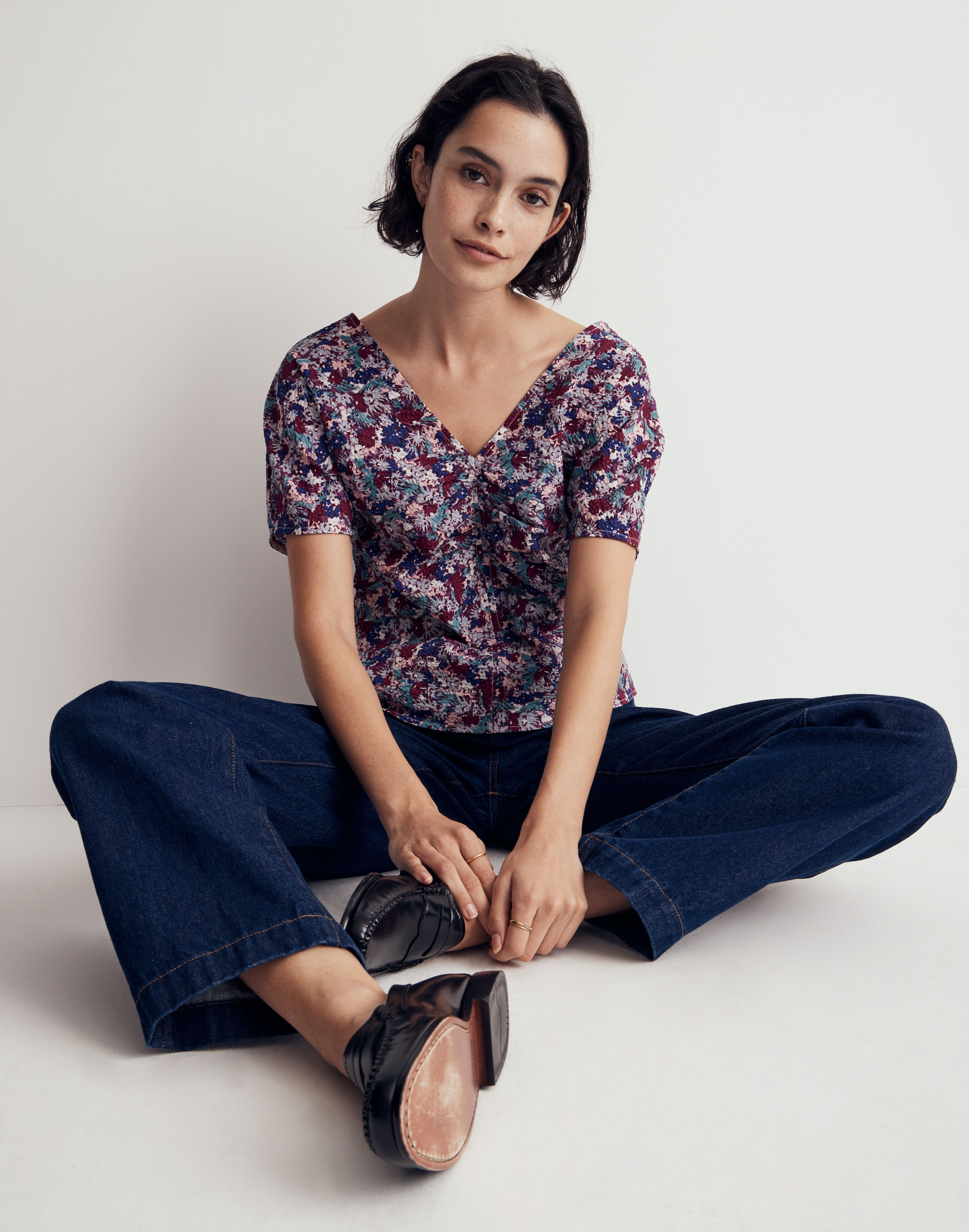 Puff-Sleeve Top in Floral Seersucker | Madewell