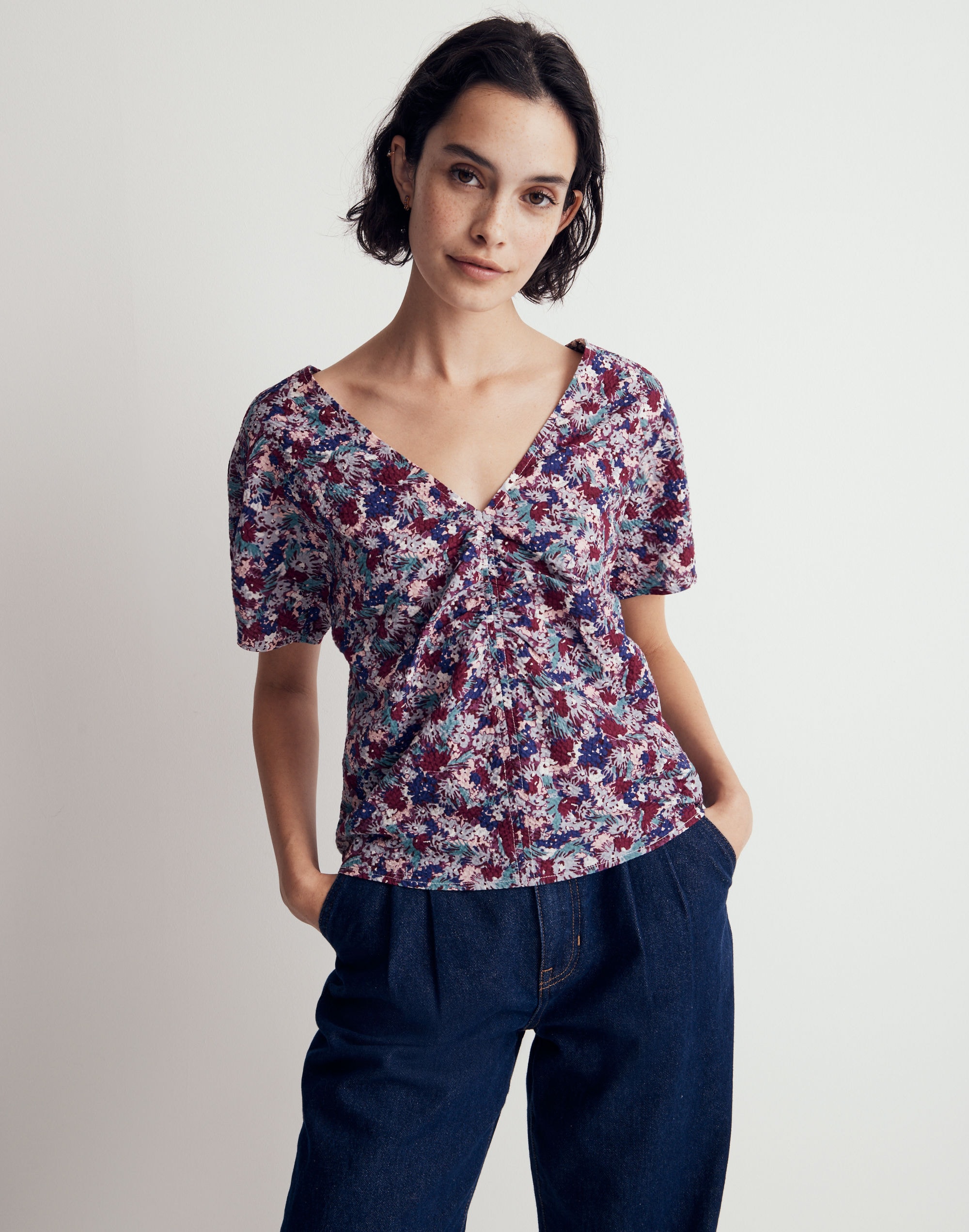 Puff-Sleeve Top in Floral Seersucker | Madewell