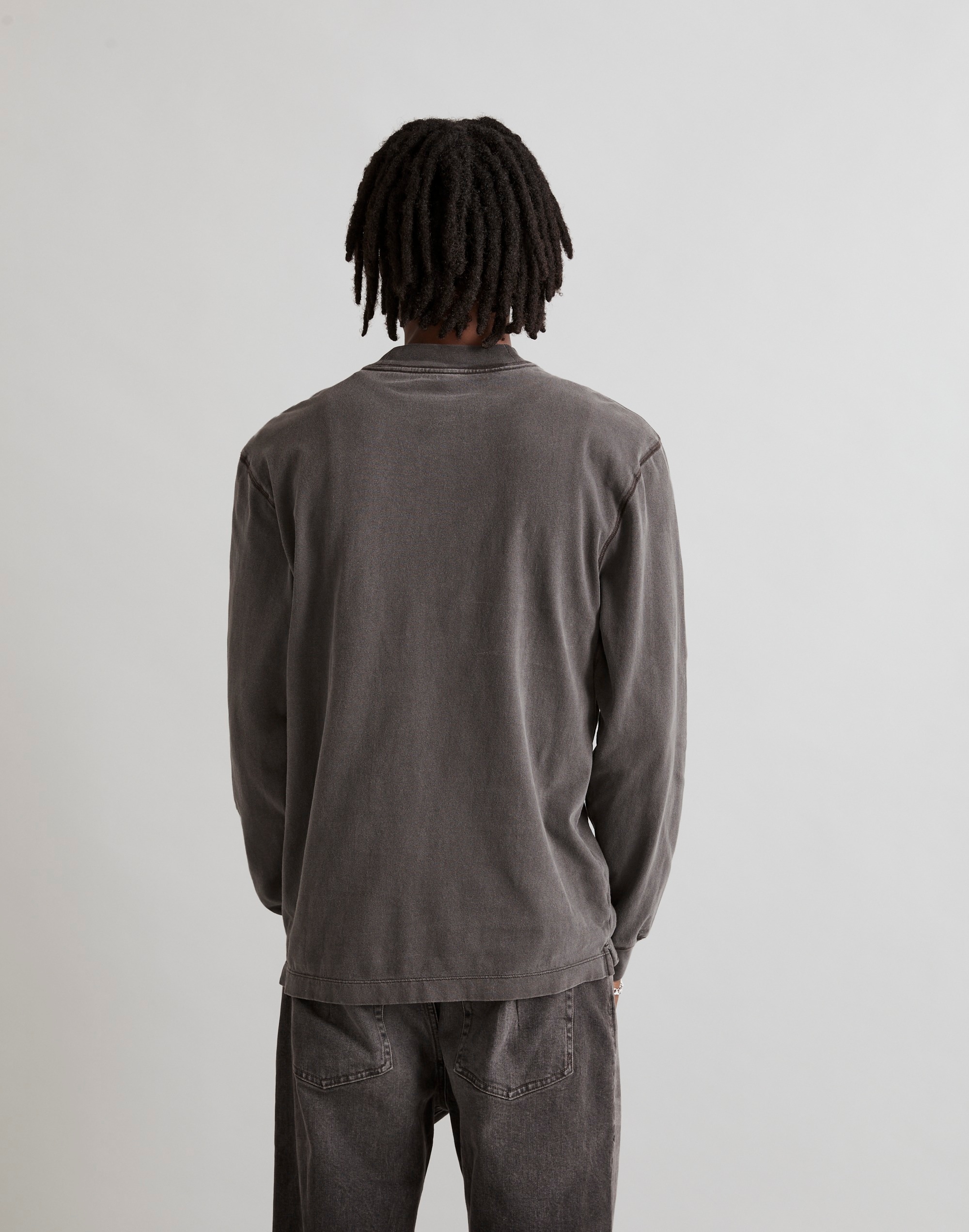 Garment-Dyed Mockneck Long-Sleeve Tee