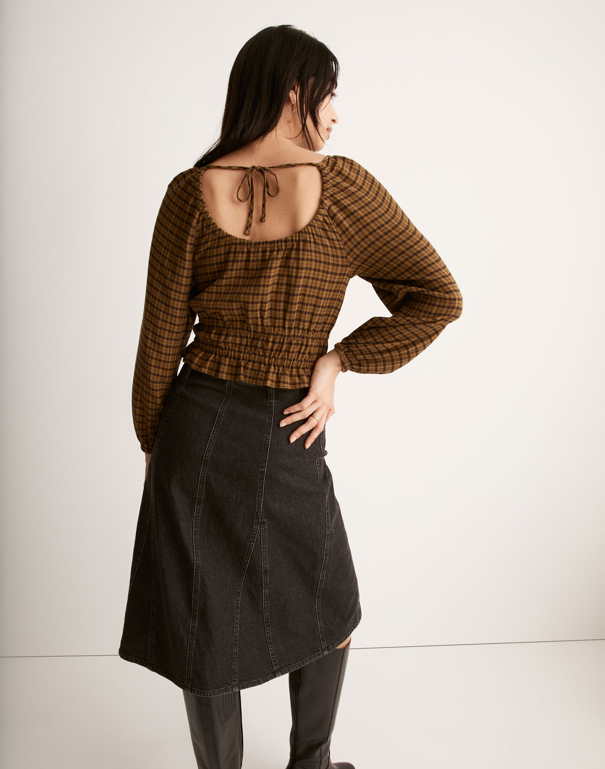 Tie-Back Cutout Top in Plaid | Madewell