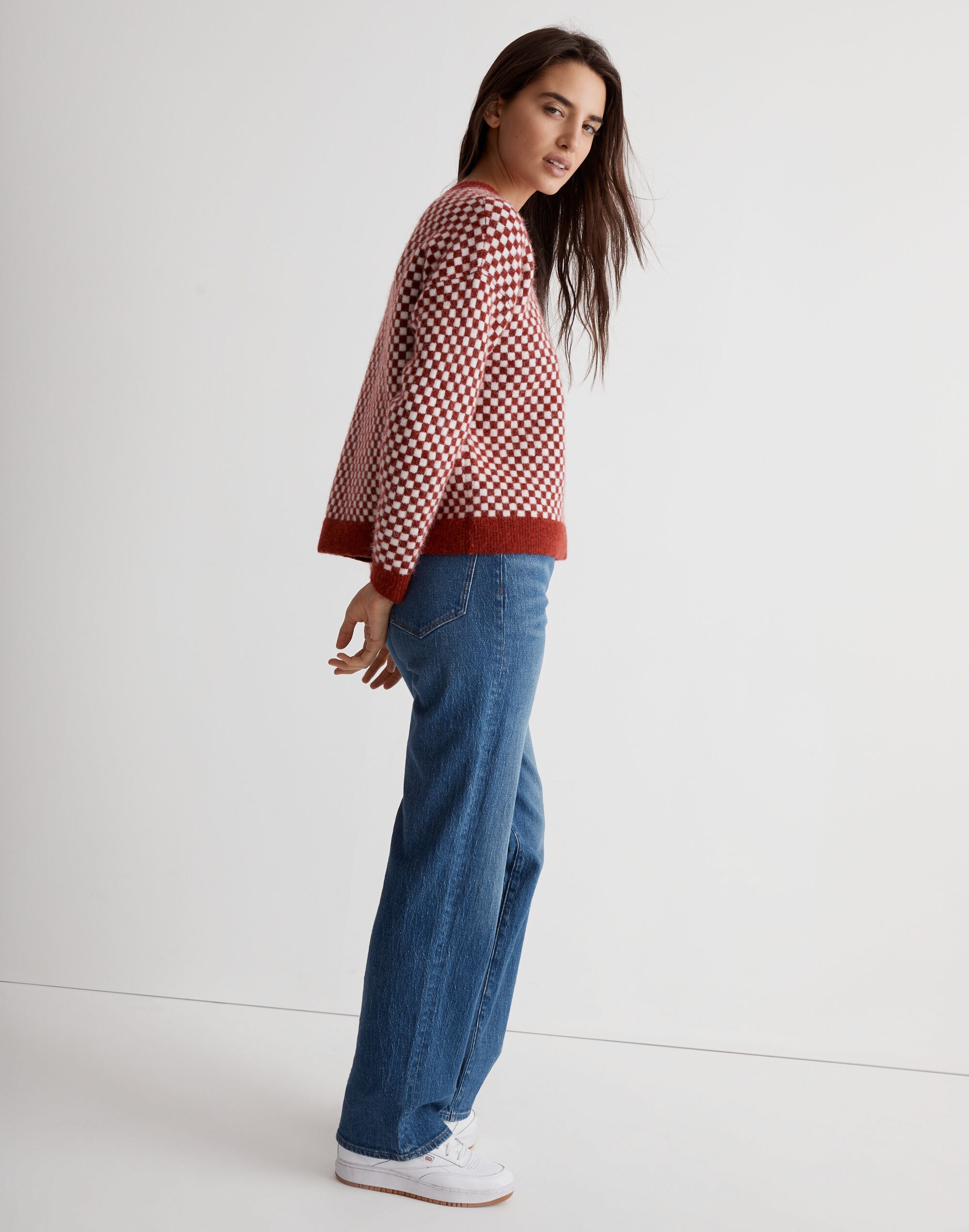 Checkerboard Jacquard Pullover Sweater | Madewell