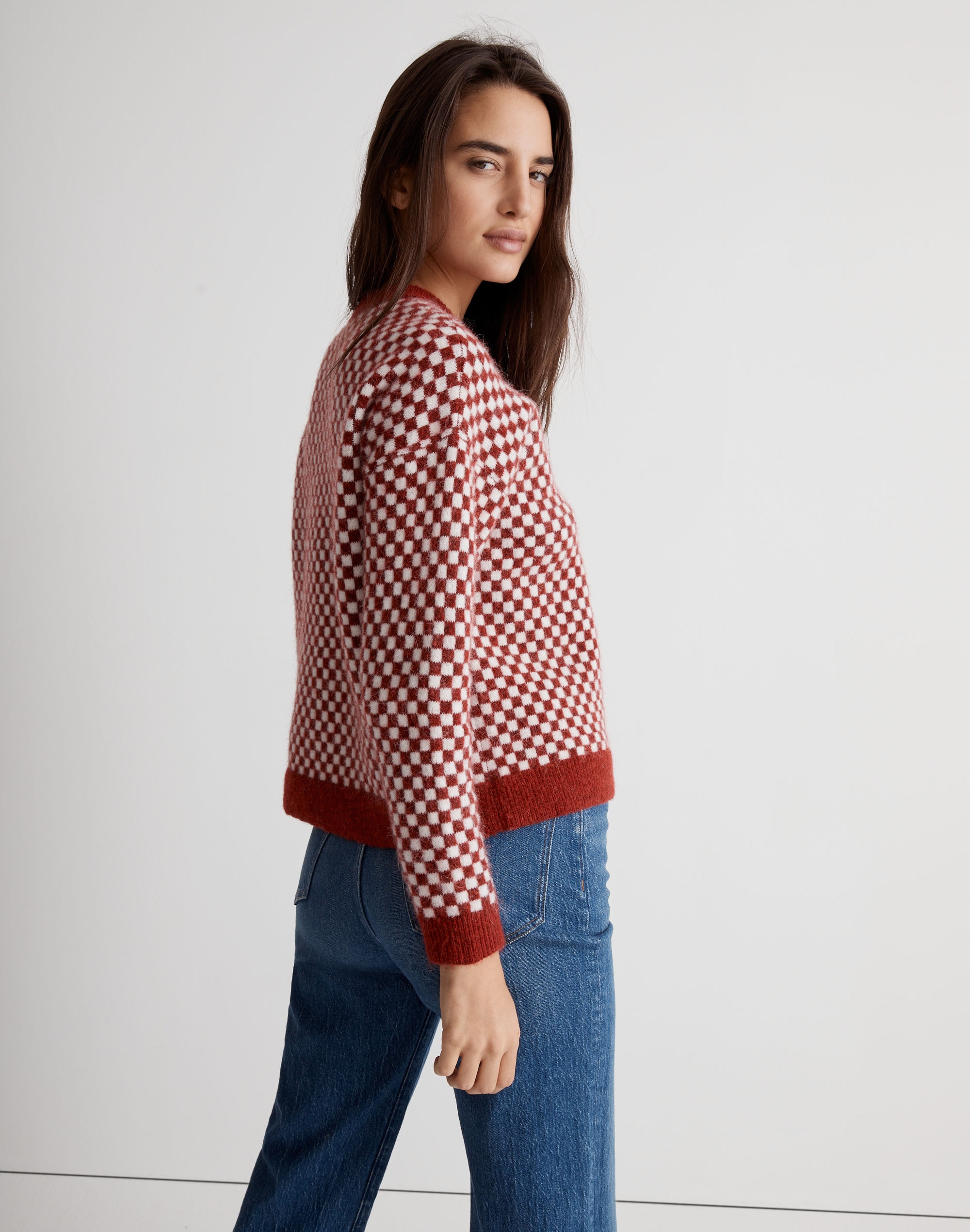 Checkerboard Jacquard Pullover Sweater | Madewell