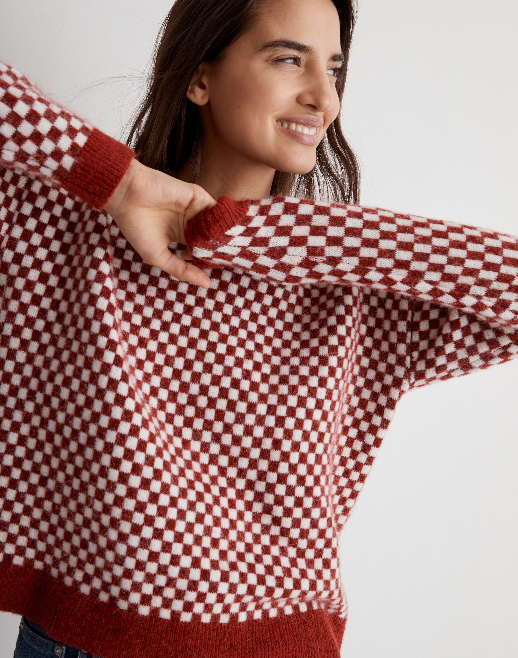 Checkerboard Jacquard Pullover Sweater | Madewell