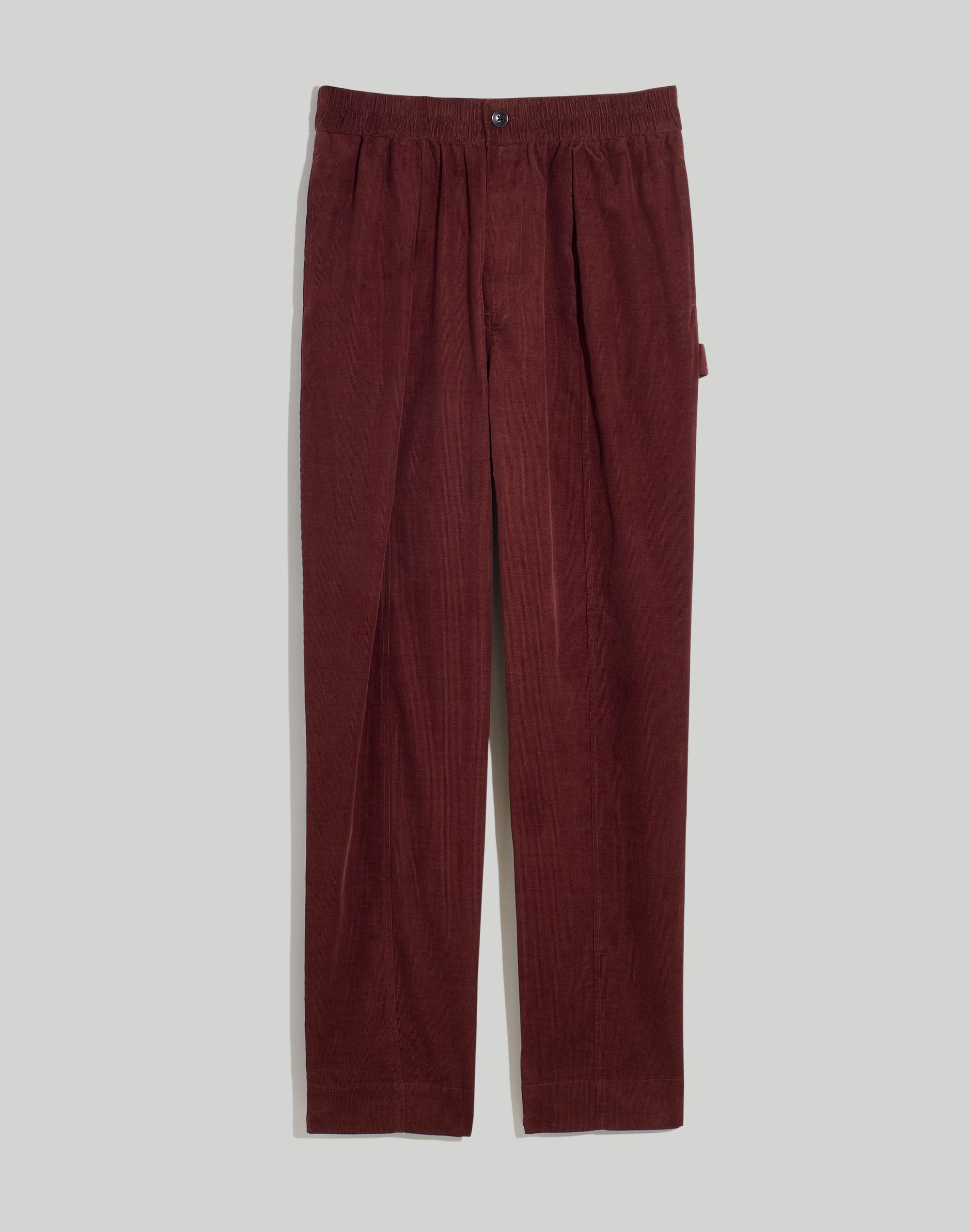 Brown Tapered Pleated Corduroy High Waisted Pants, Velvet Pants