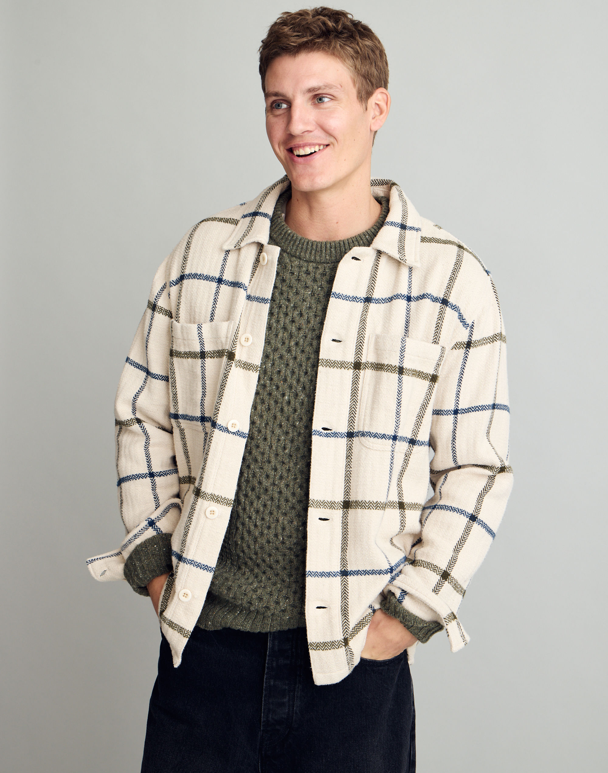 Boxy Shirt-Jacket in Herringbone Plaid | Madewell