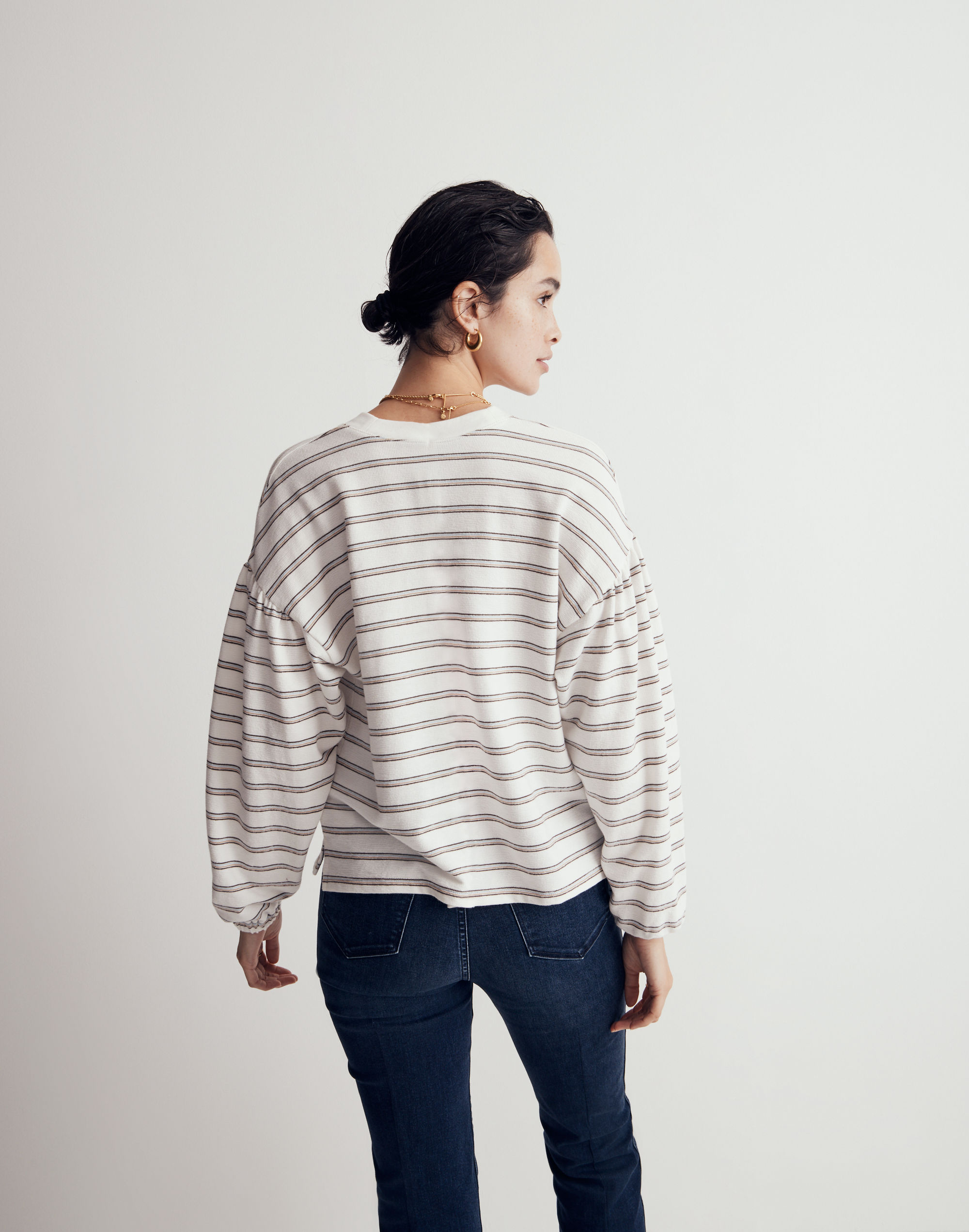 Cotton-Blend Long-Sleeve Tee Stripe | Madewell