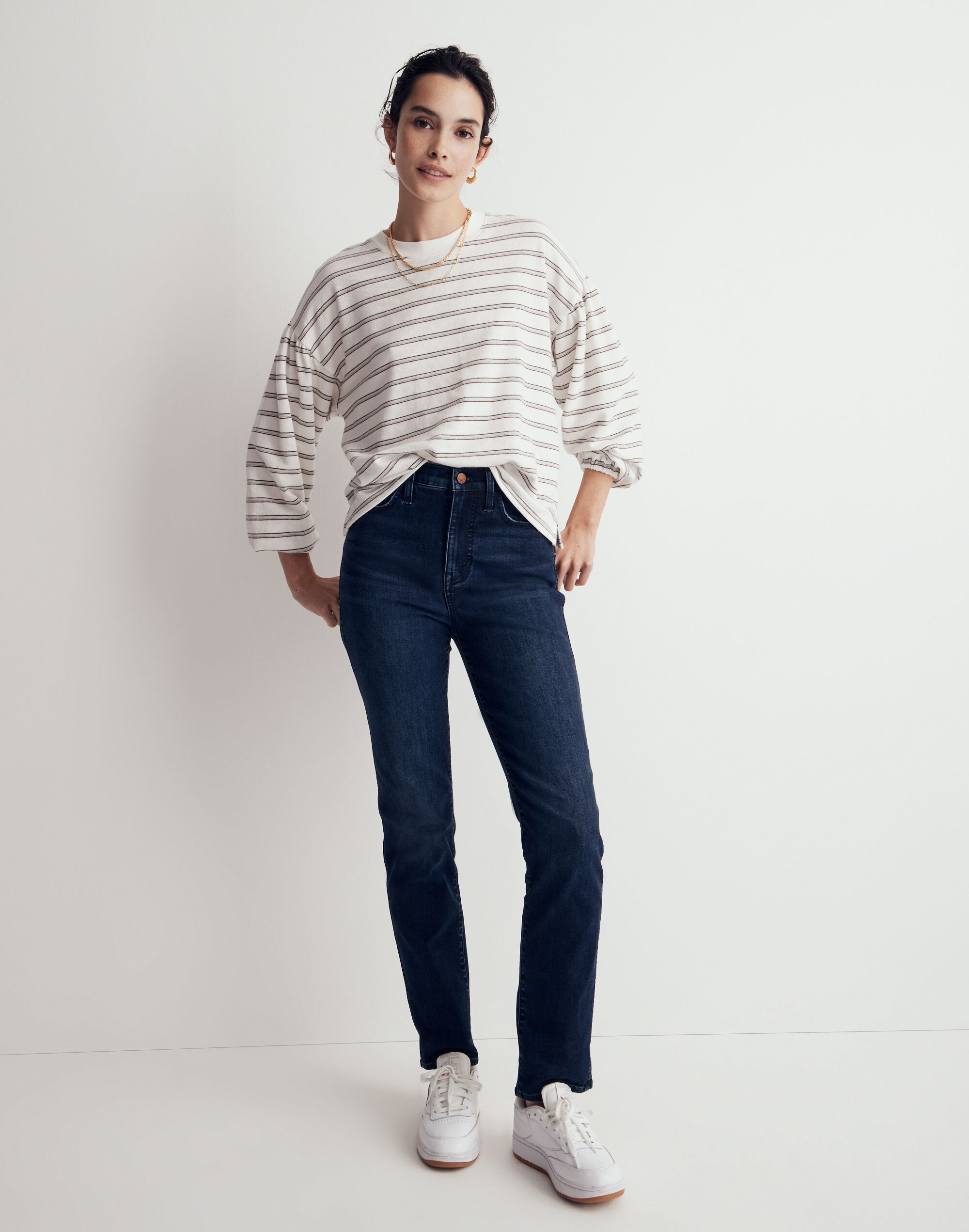 Cotton-Blend Long-Sleeve Tee Stripe | Madewell