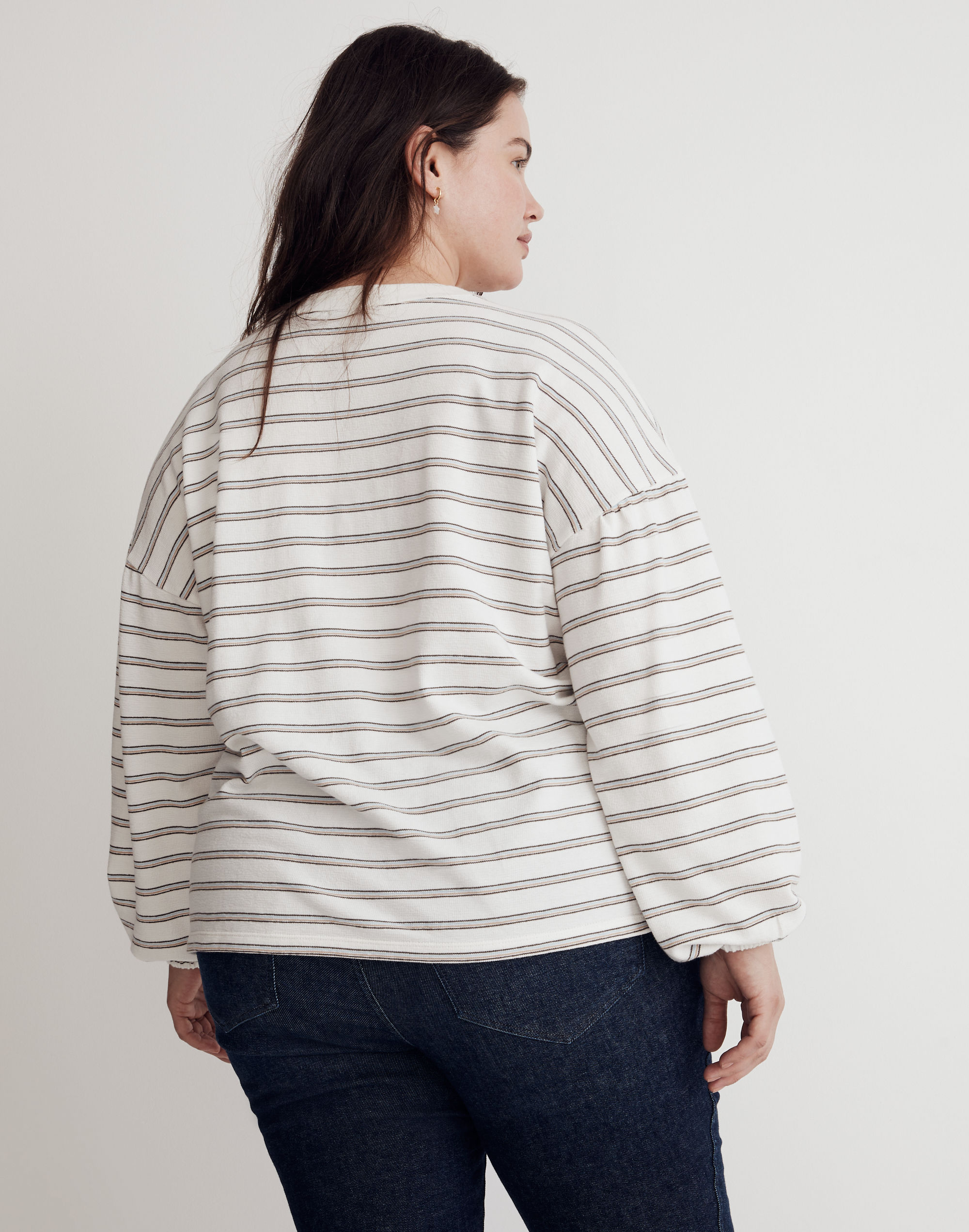 Plus Cotton-Blend Long-Sleeve Tee Stripe | Madewell