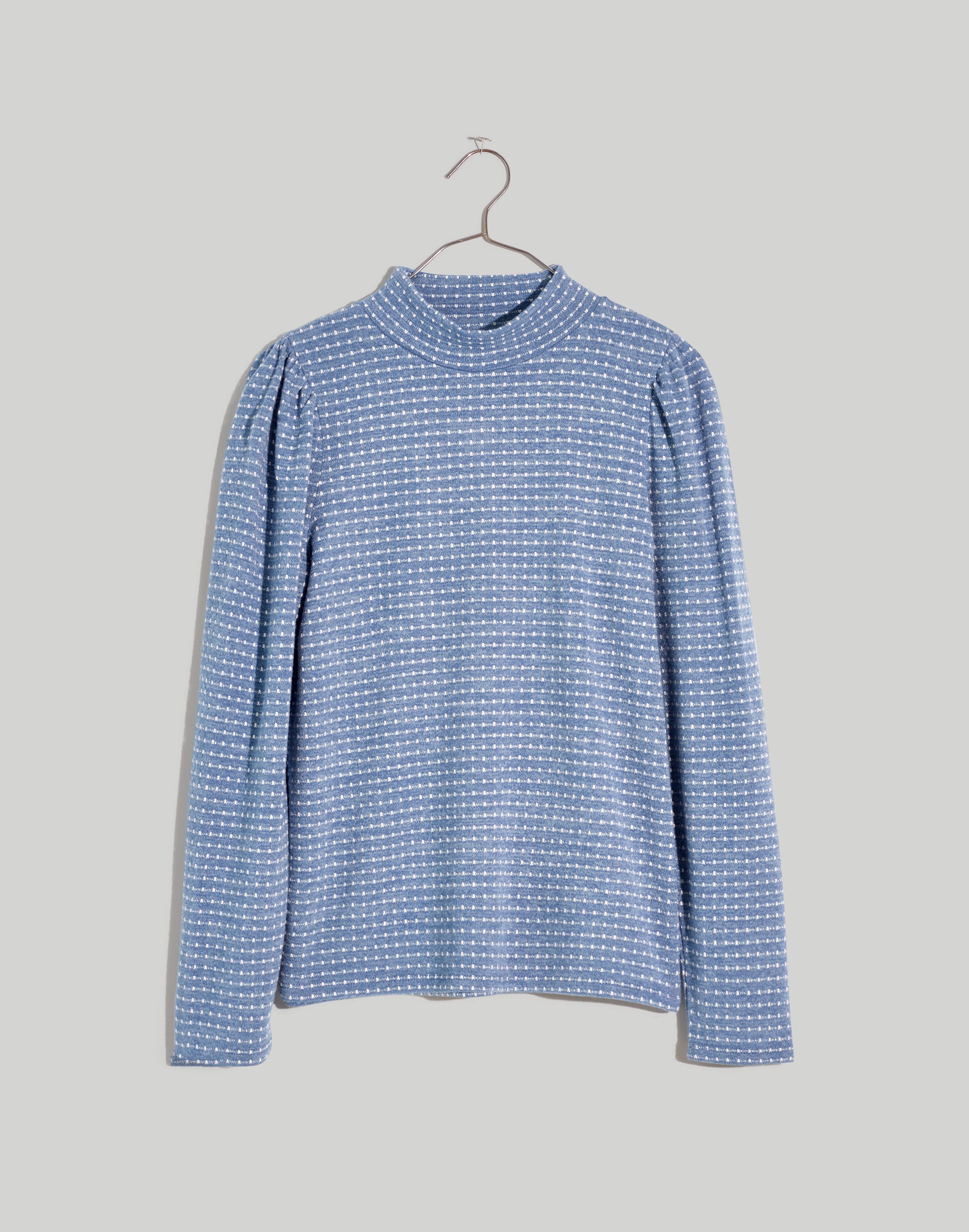 Plus Jacquard Puff-Sleeve Mockneck Top | Madewell