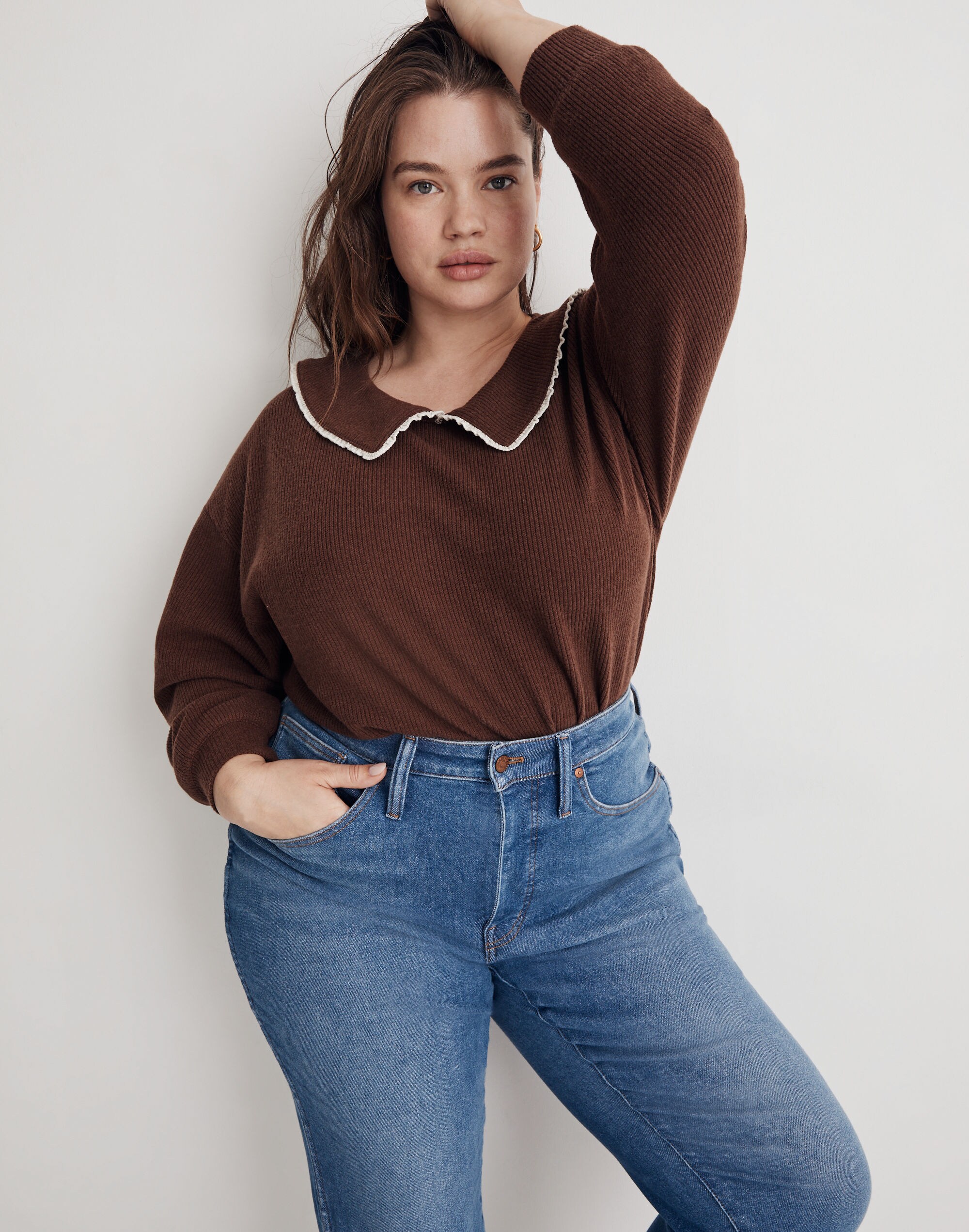 Plus Ruffle-Collared Long-Sleeve Top | Madewell