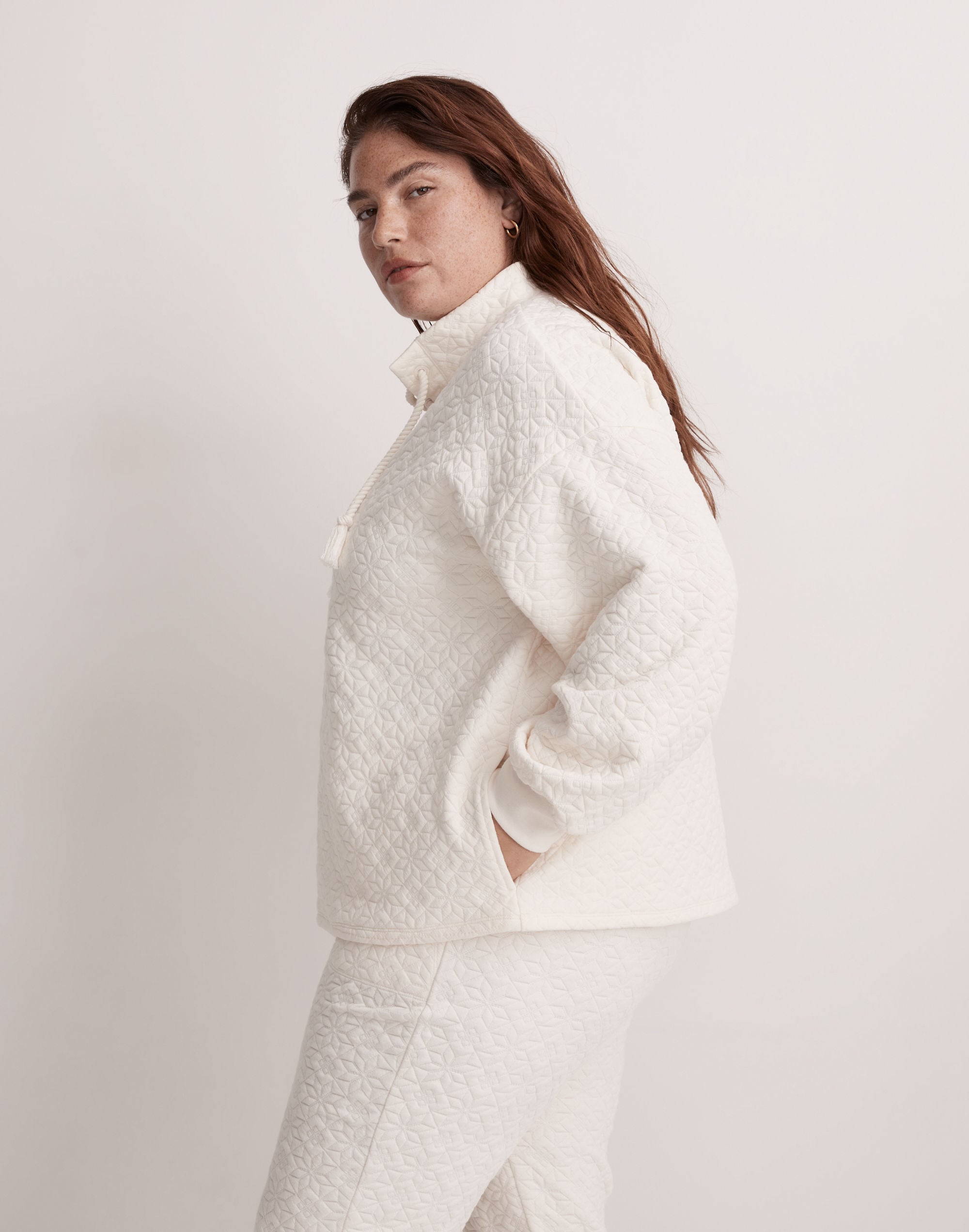 Plus Quilted-Knit Lace-Up Sweatshirt | Madewell