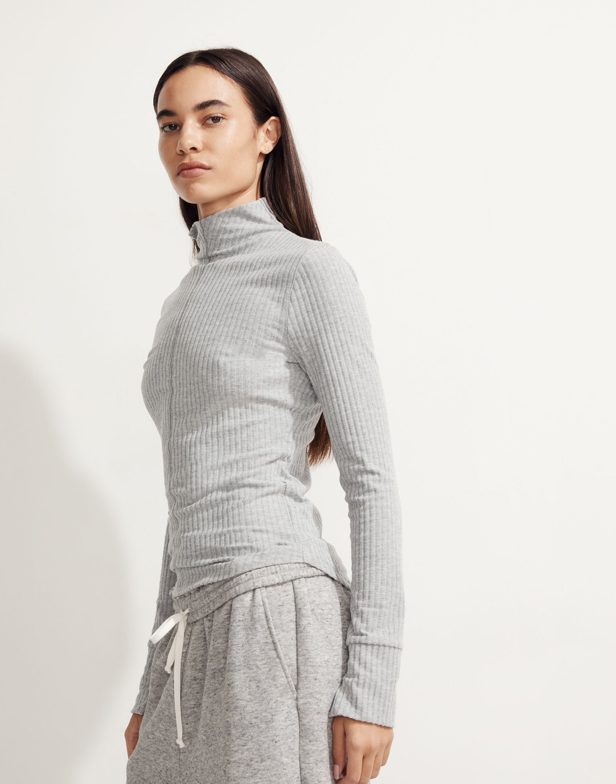 MWL Brushed Rib Long-Sleeve Turtleneck Top | Madewell