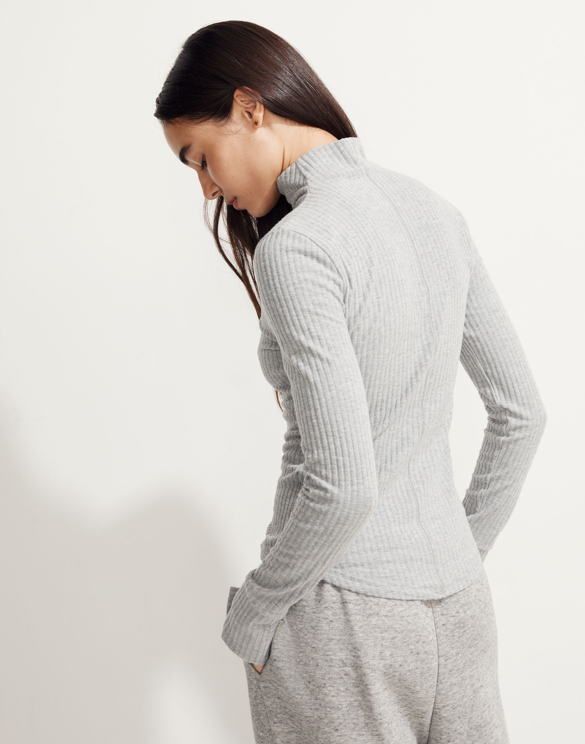 MWL Brushed Rib Long-Sleeve Turtleneck Top | Madewell