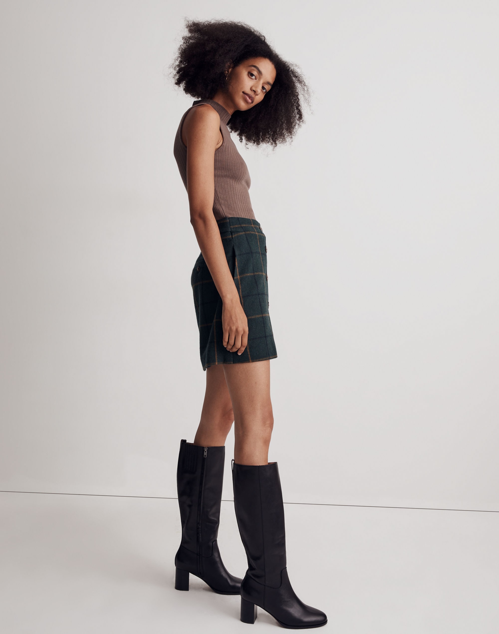 Wool Button-Front Mini Skirt | Madewell