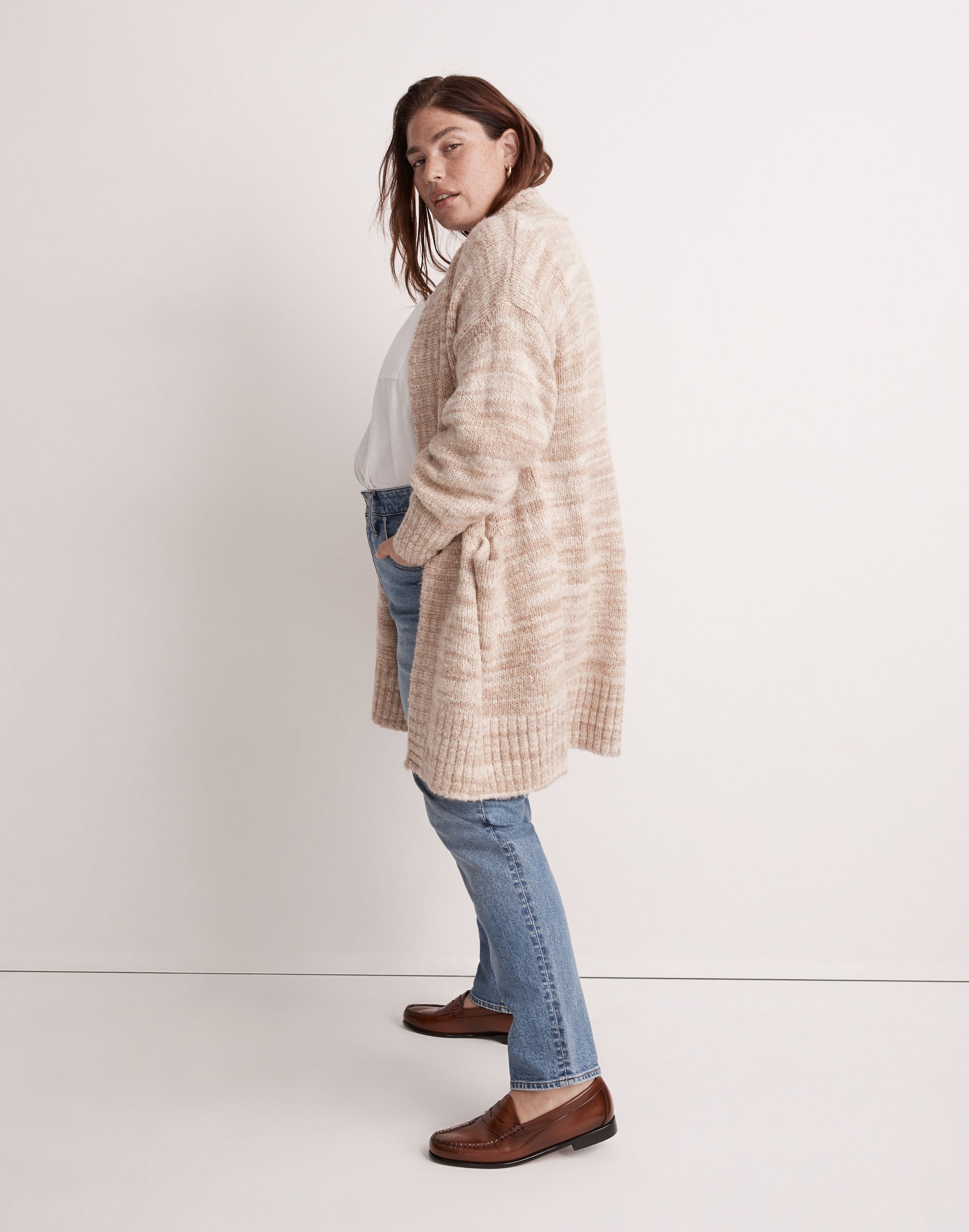 Plus Space-Dye Long Cardigan Sweater | Madewell