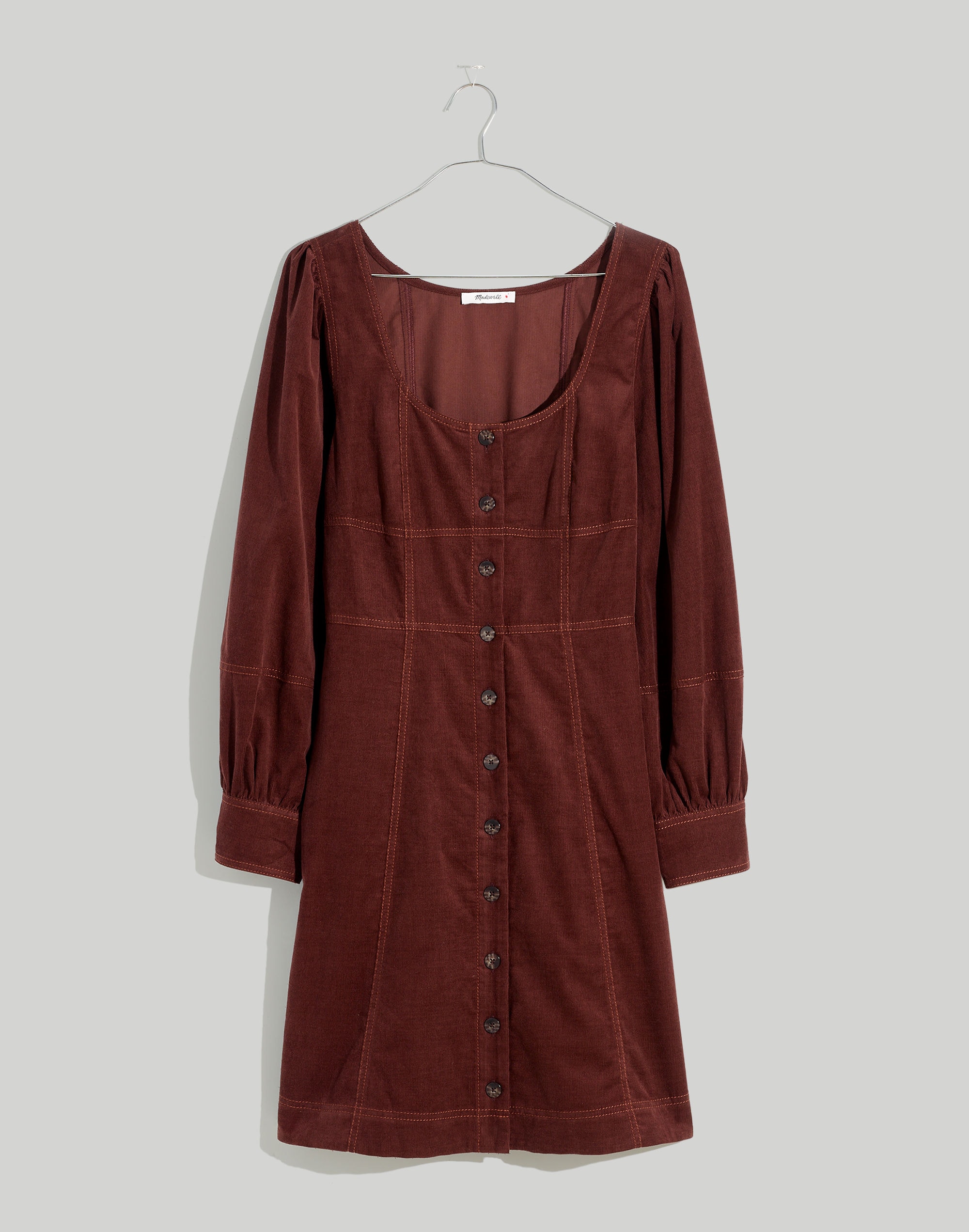 Corduroy Seamed Long-Sleeve Mini Dress | Madewell