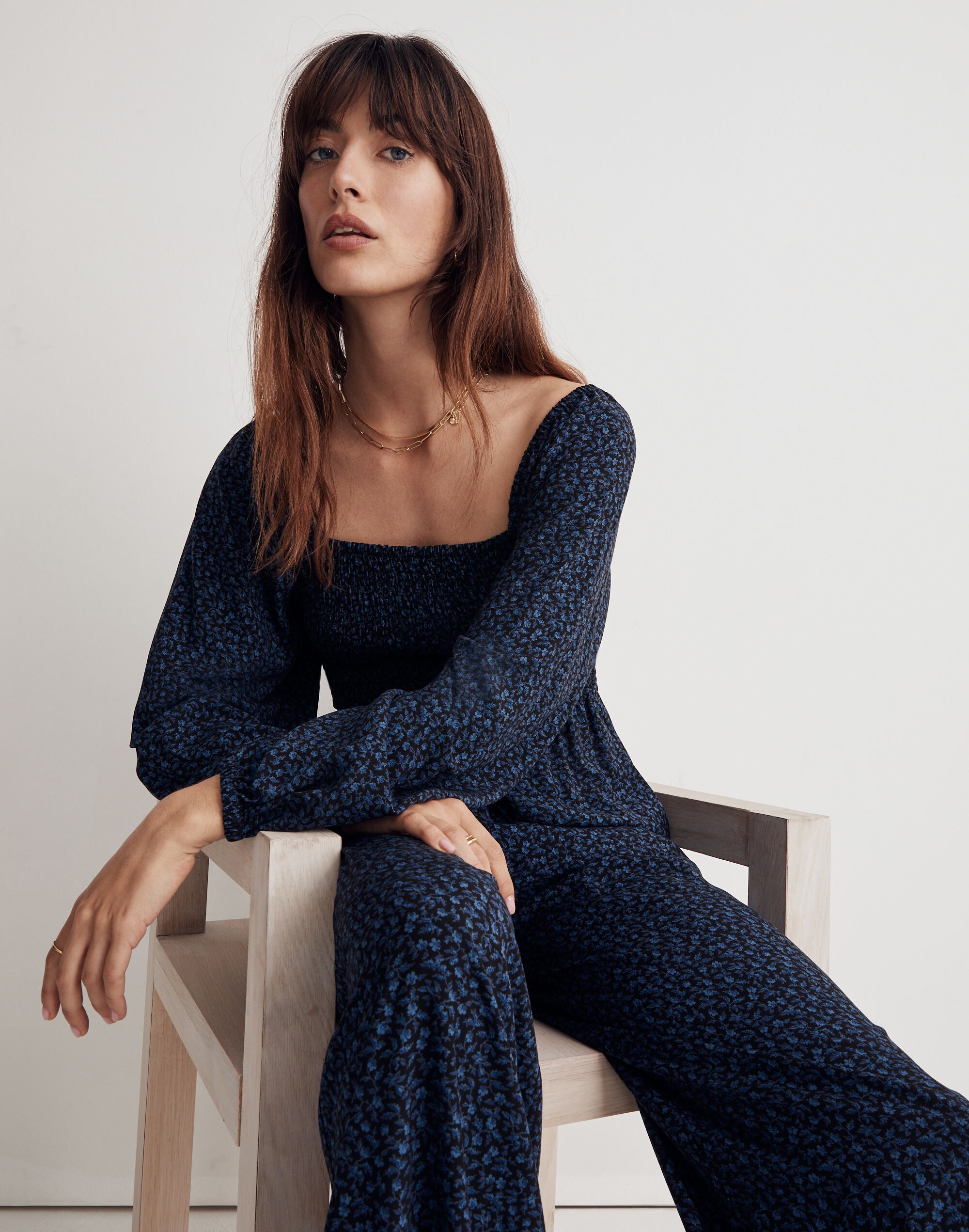 Lucie Tie-Back Long-Sleeve Jumpsuit Carmine Floral | Madewell