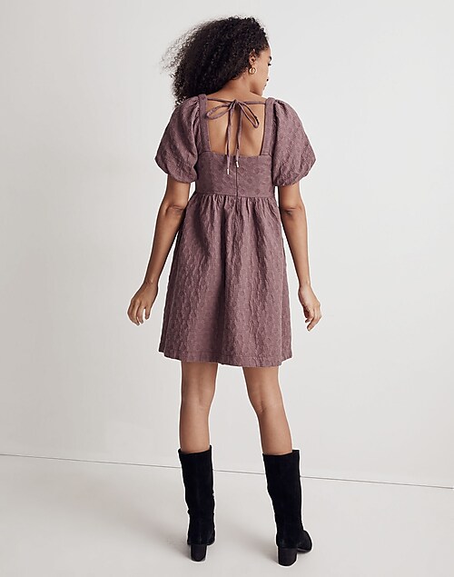 Urban Outfitters Uo Embroidered Puff Sleeve Babydoll Dress in Pink