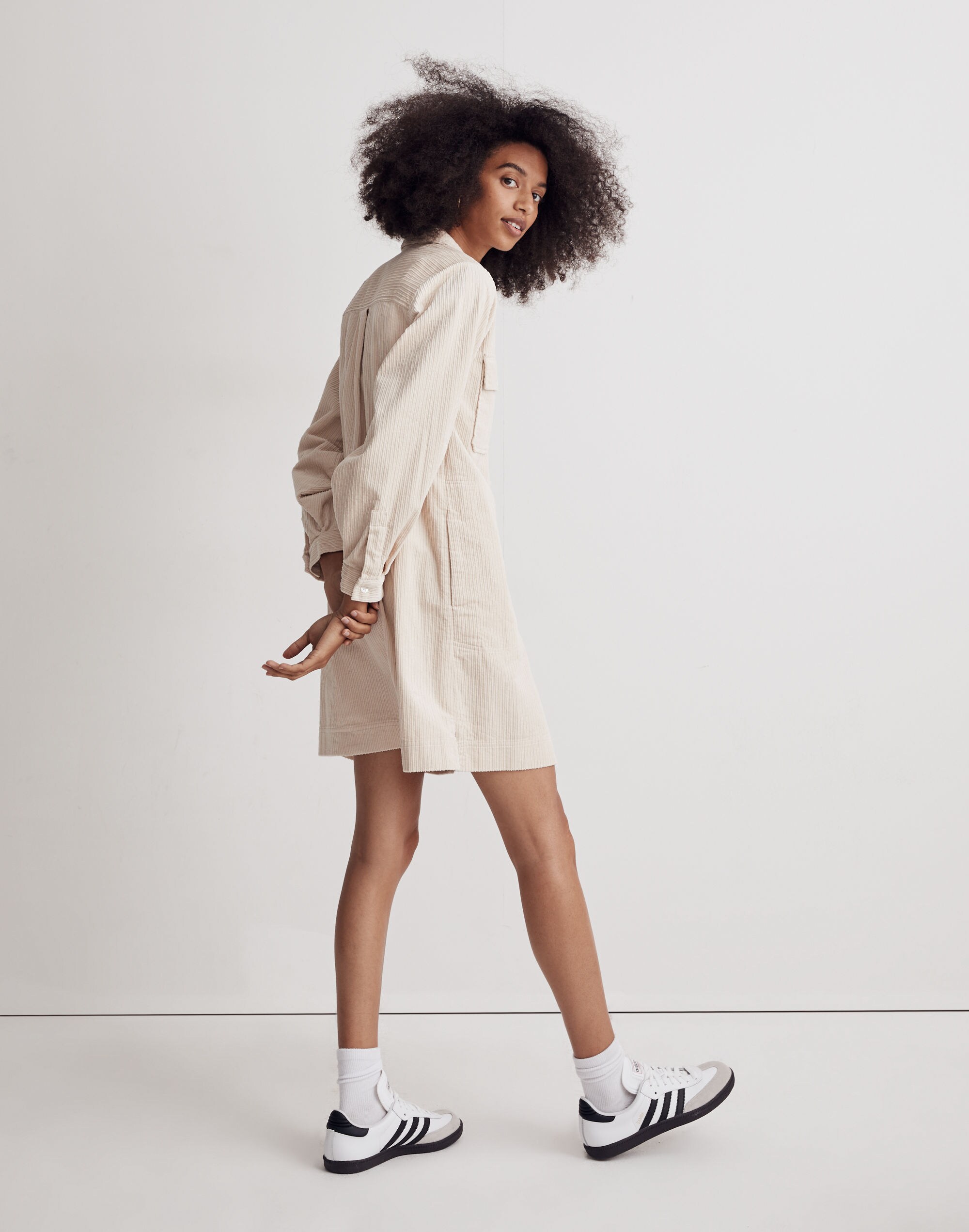 Corduroy Long-Sleeve Mini Shirtdress | Madewell