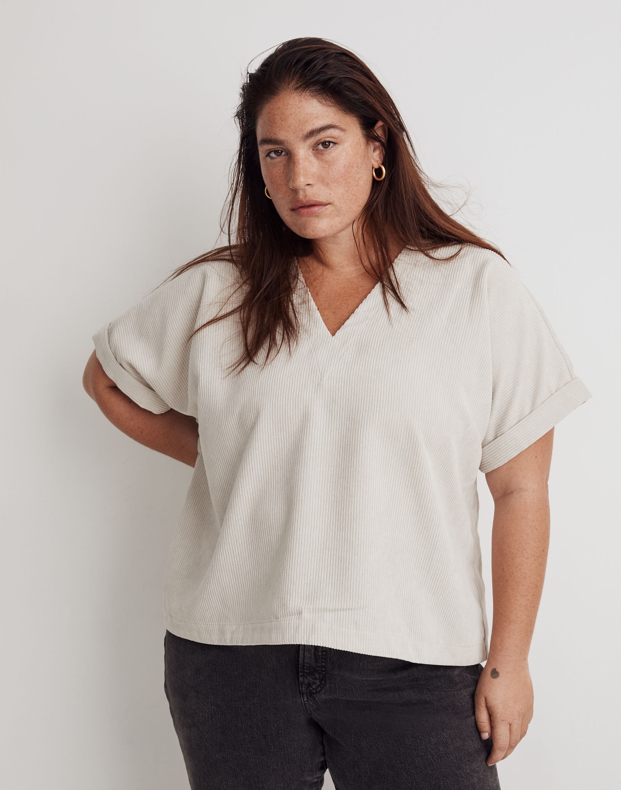 Plus Corduroy Renata V-Neck Top | Madewell