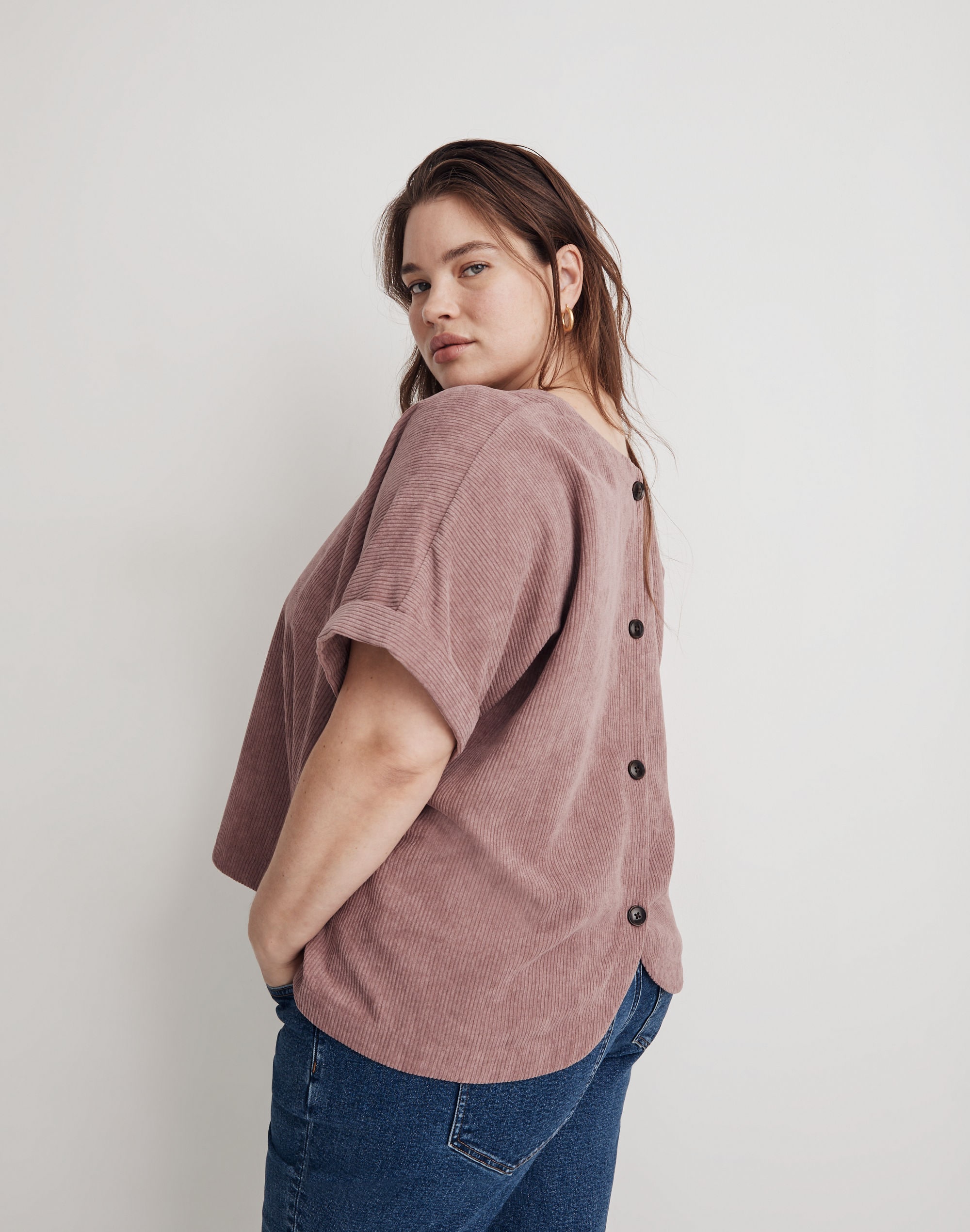 Plus Corduroy Renata V-Neck Top | Madewell