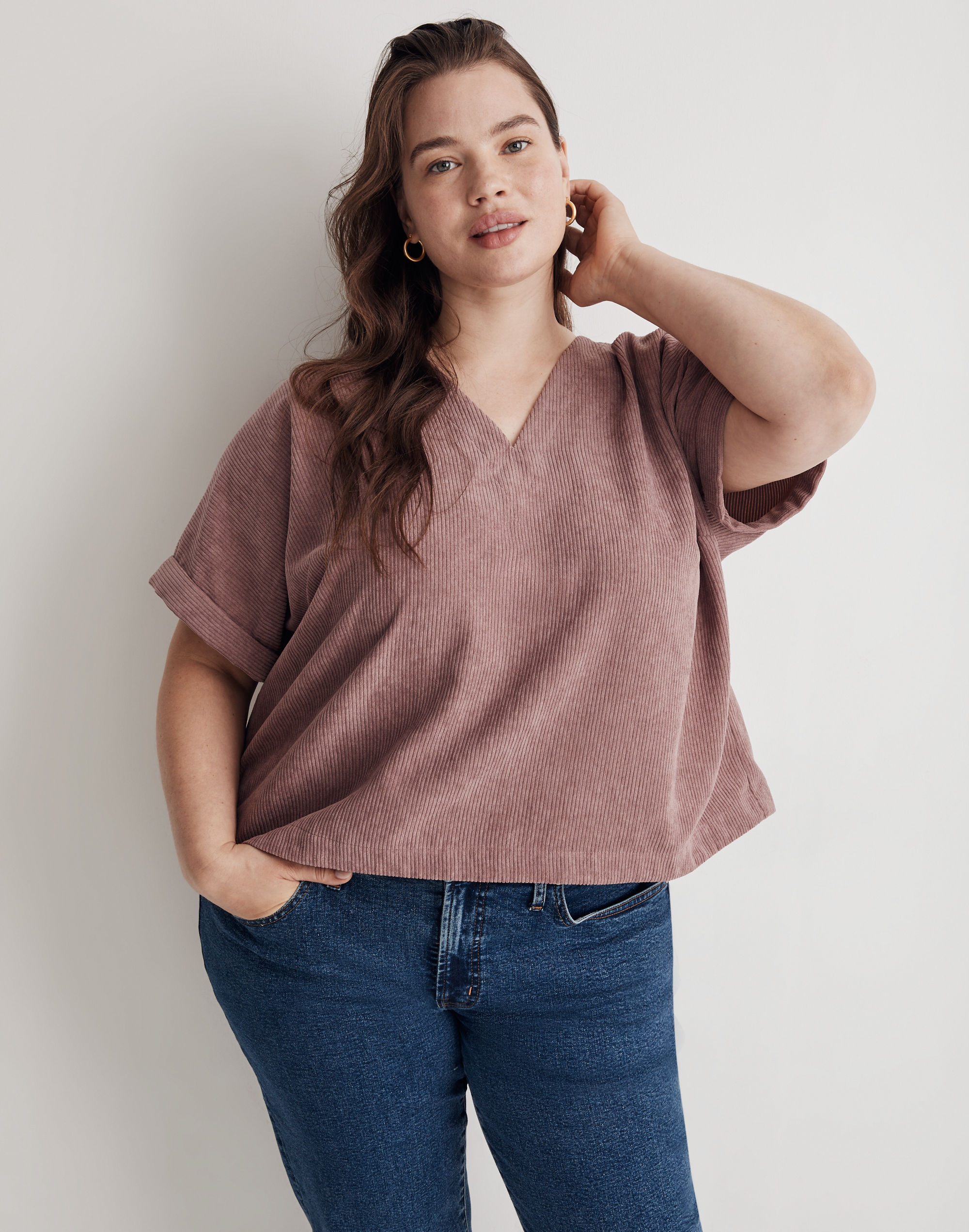 Plus Corduroy Renata V-Neck Top | Madewell