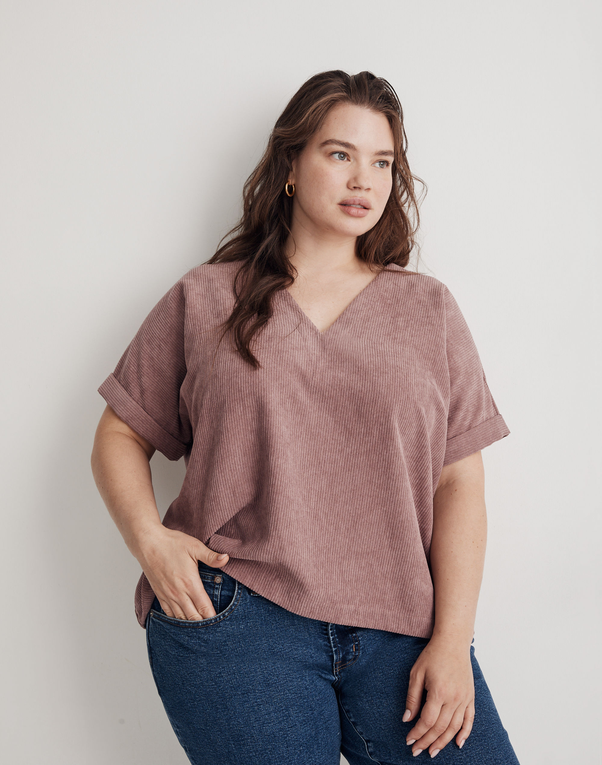 Plus Corduroy Renata V-Neck Top | Madewell