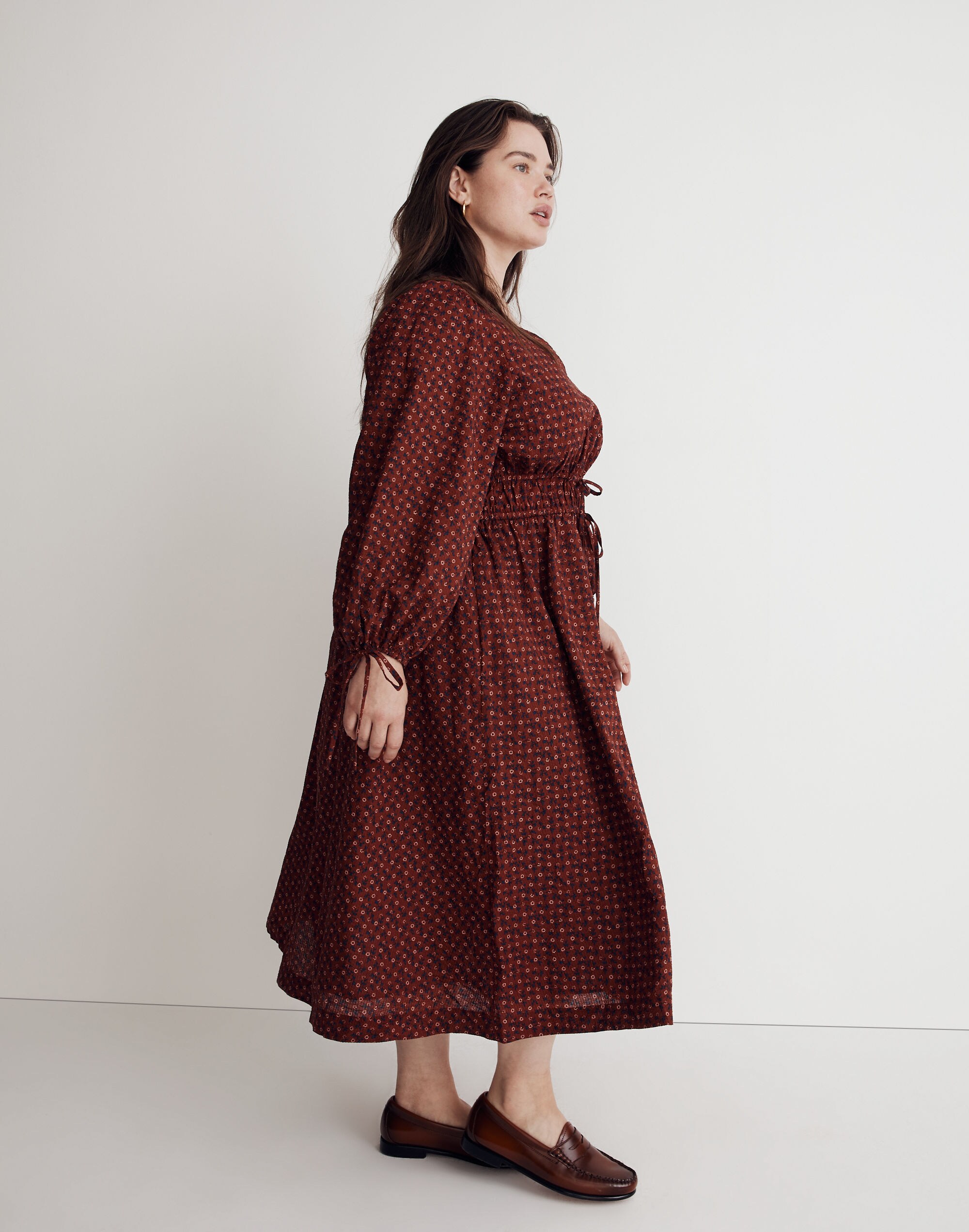 Plus Sophia Tie-Front Midi Dress Teaberry Floral | Madewell