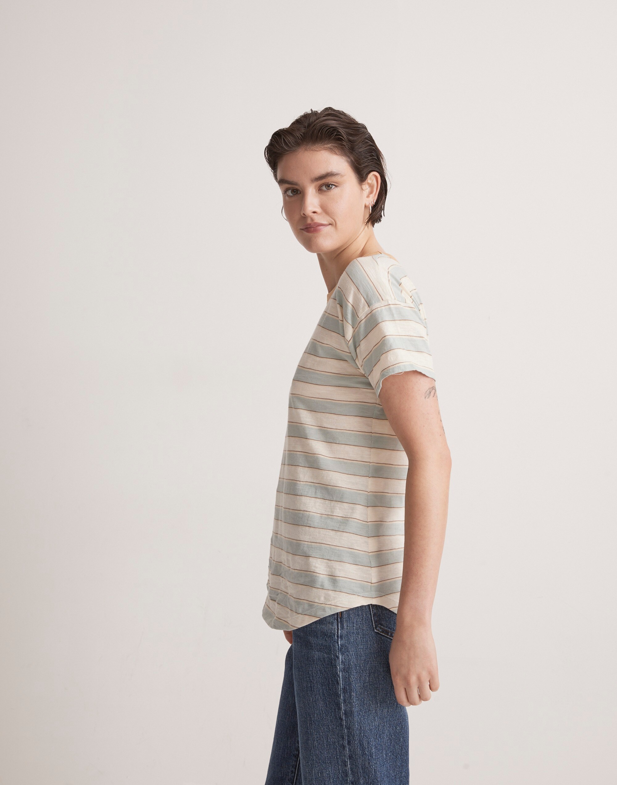 Whisper Cotton Crewneck Tee Colewell Stripe | Madewell