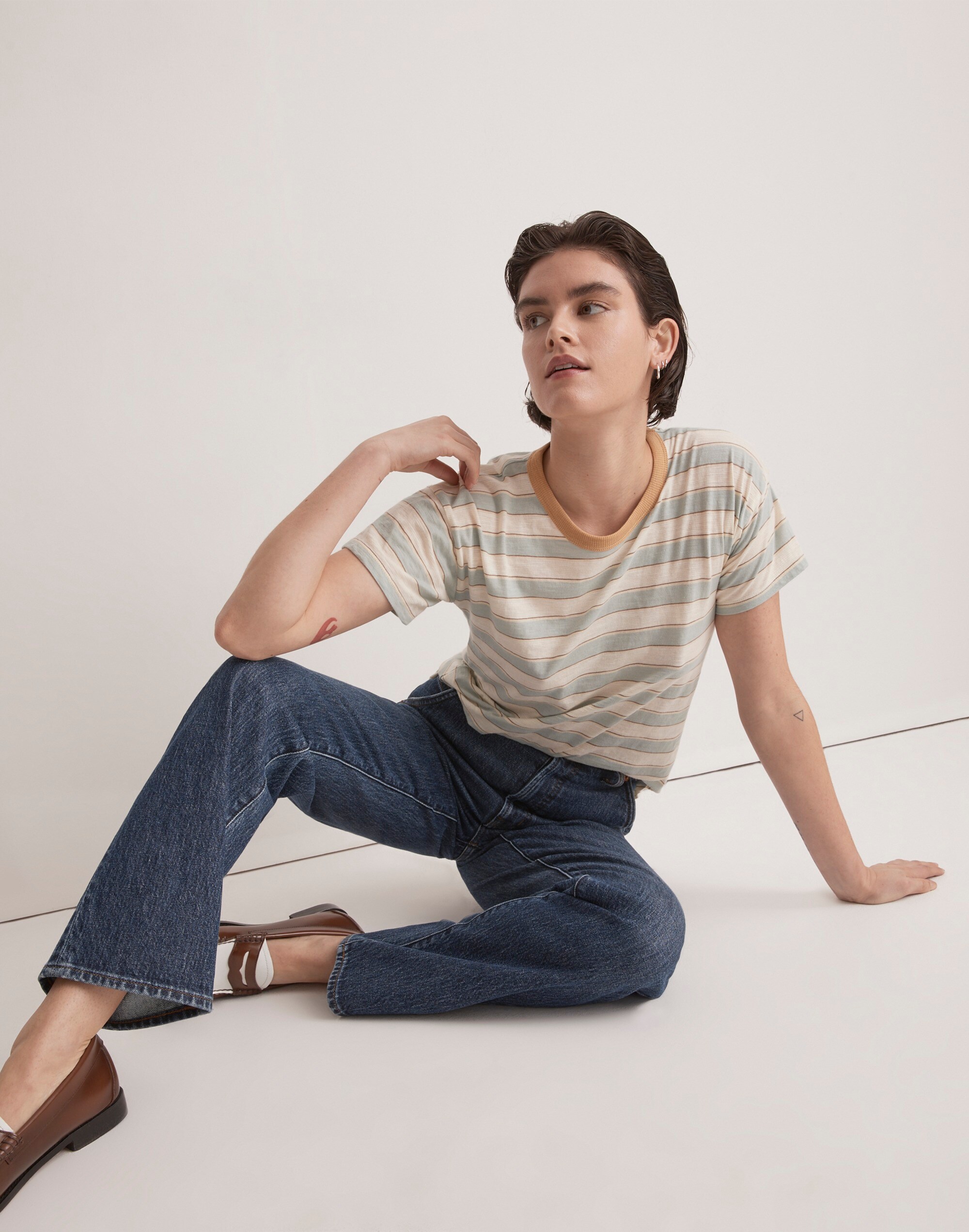 Whisper Cotton Crewneck Tee in Colewell Stripe | Madewell