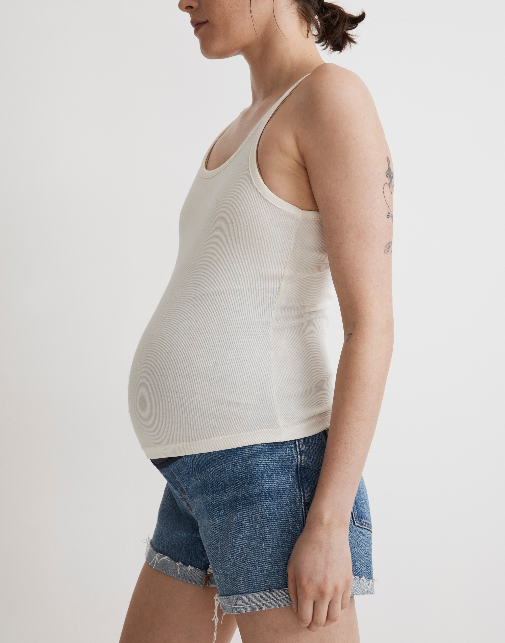Montauk Under-the-belly Distressed Denim Maternity Short – NOM