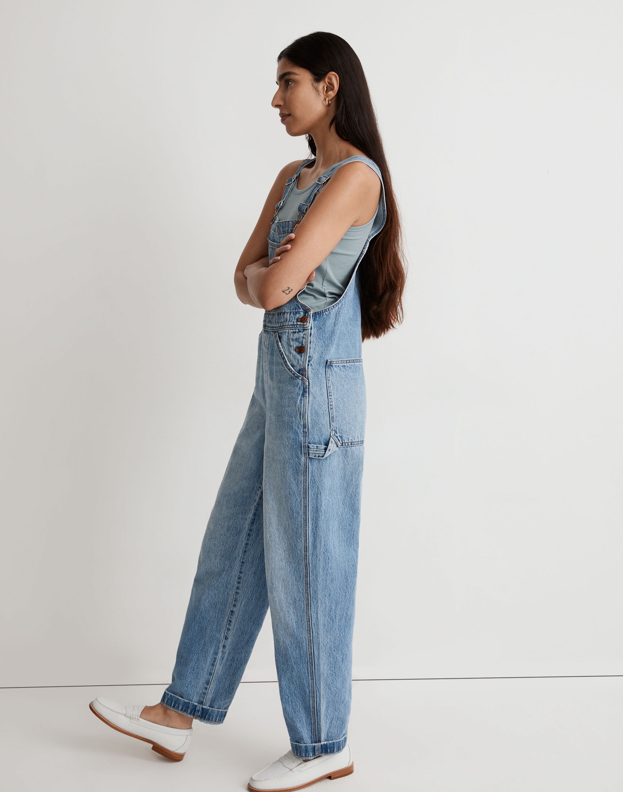 Denim Oversized Carpenter Overalls in Aldott Wash