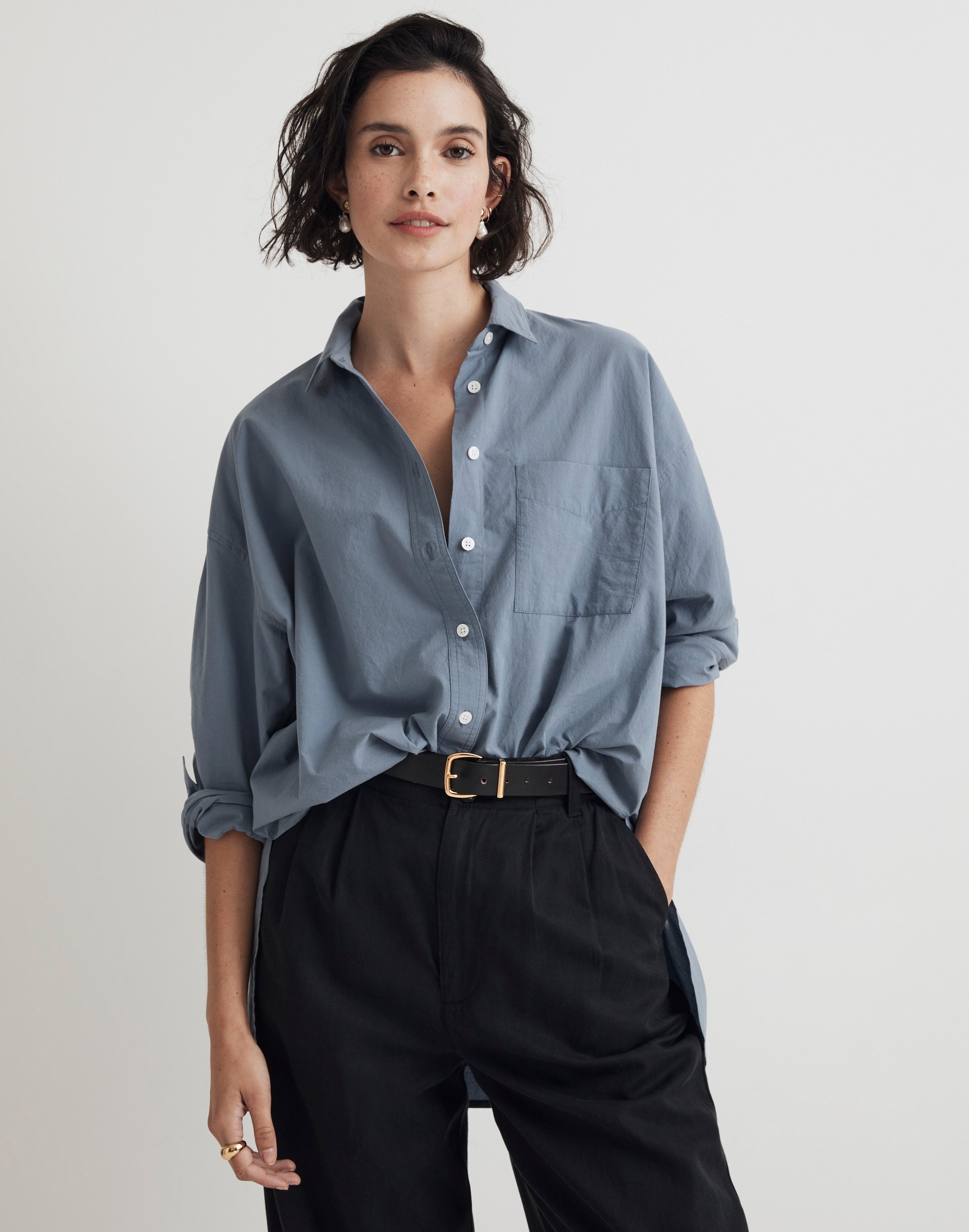 Mw The Signature Poplin Oversized Shirt In Teapot Blue