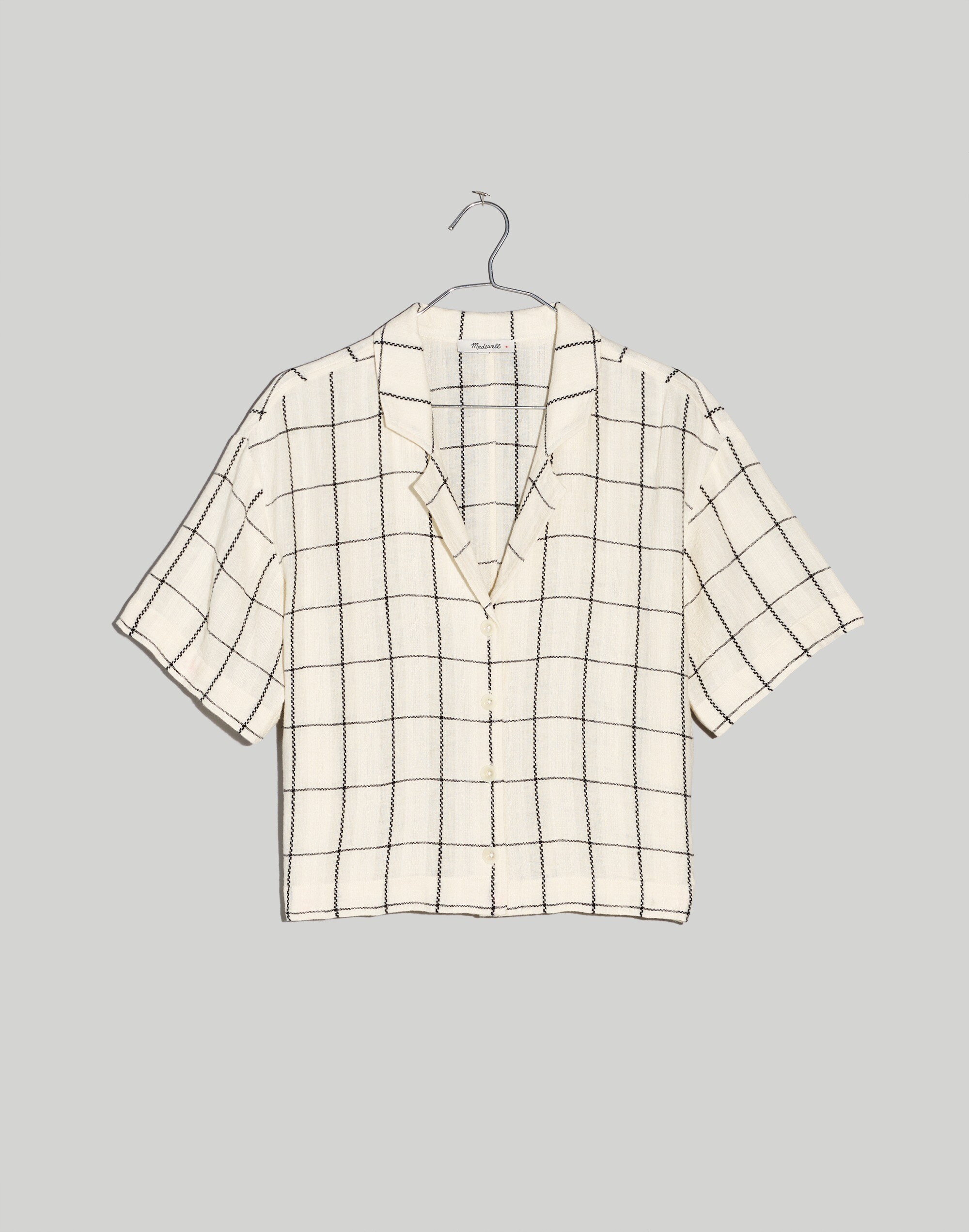 Linen-Blend Resort Crop Shirt in Windowpane | Madewell