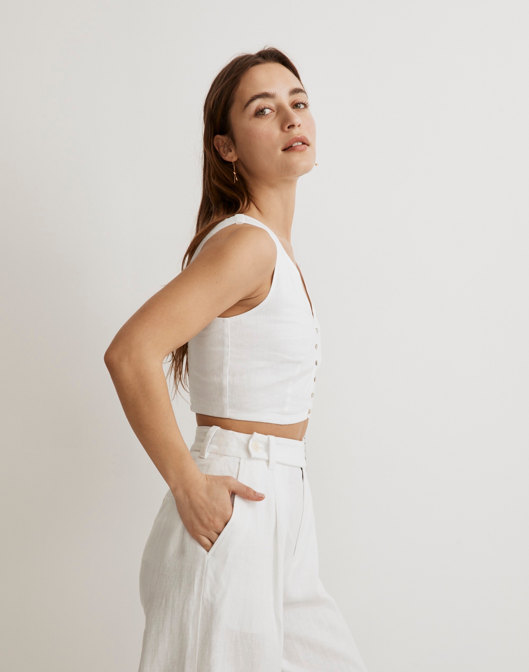 Linen Gwen Crop Vest Top | Madewell