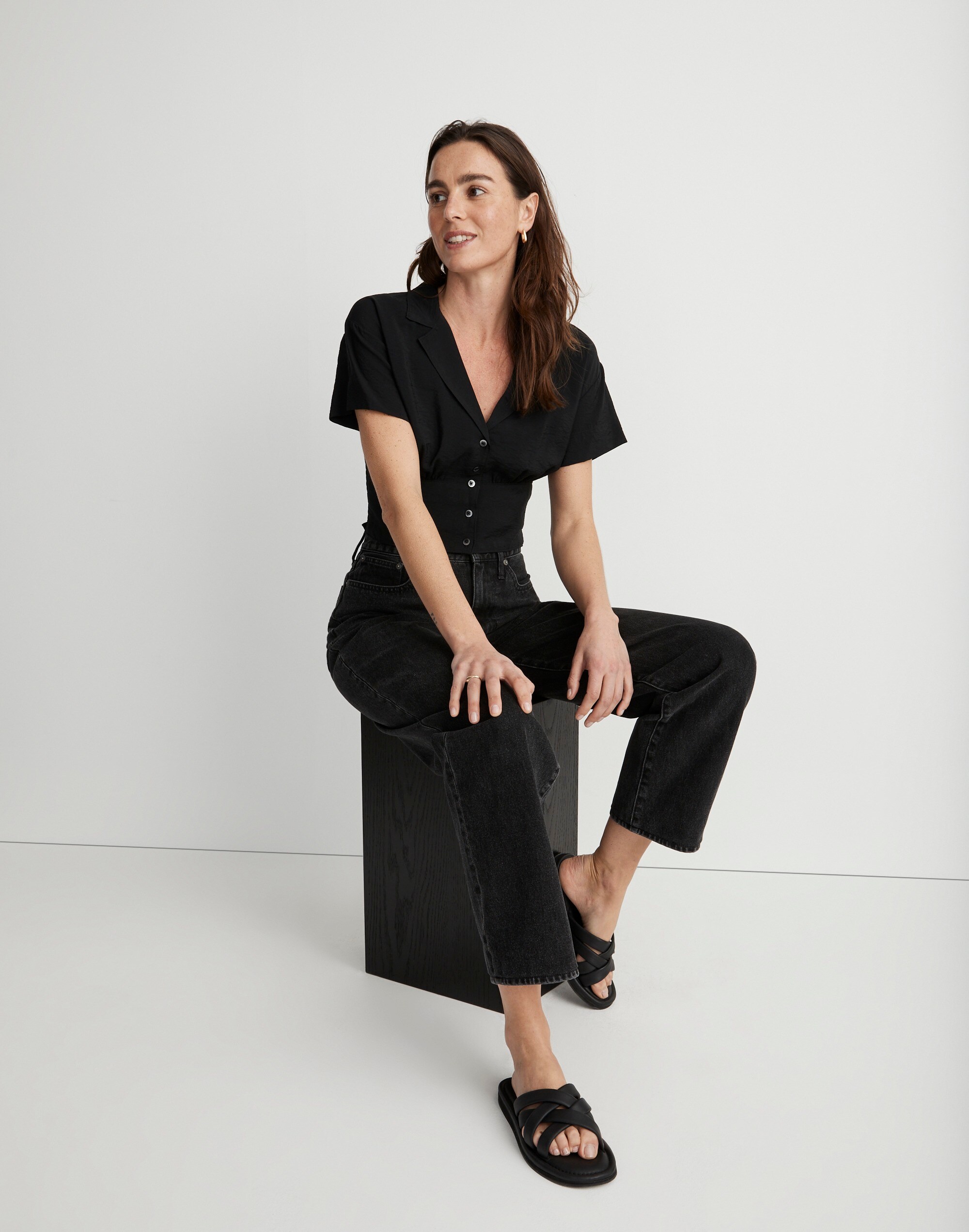 Drapey Banded-Bottom Button-Down Top | Madewell