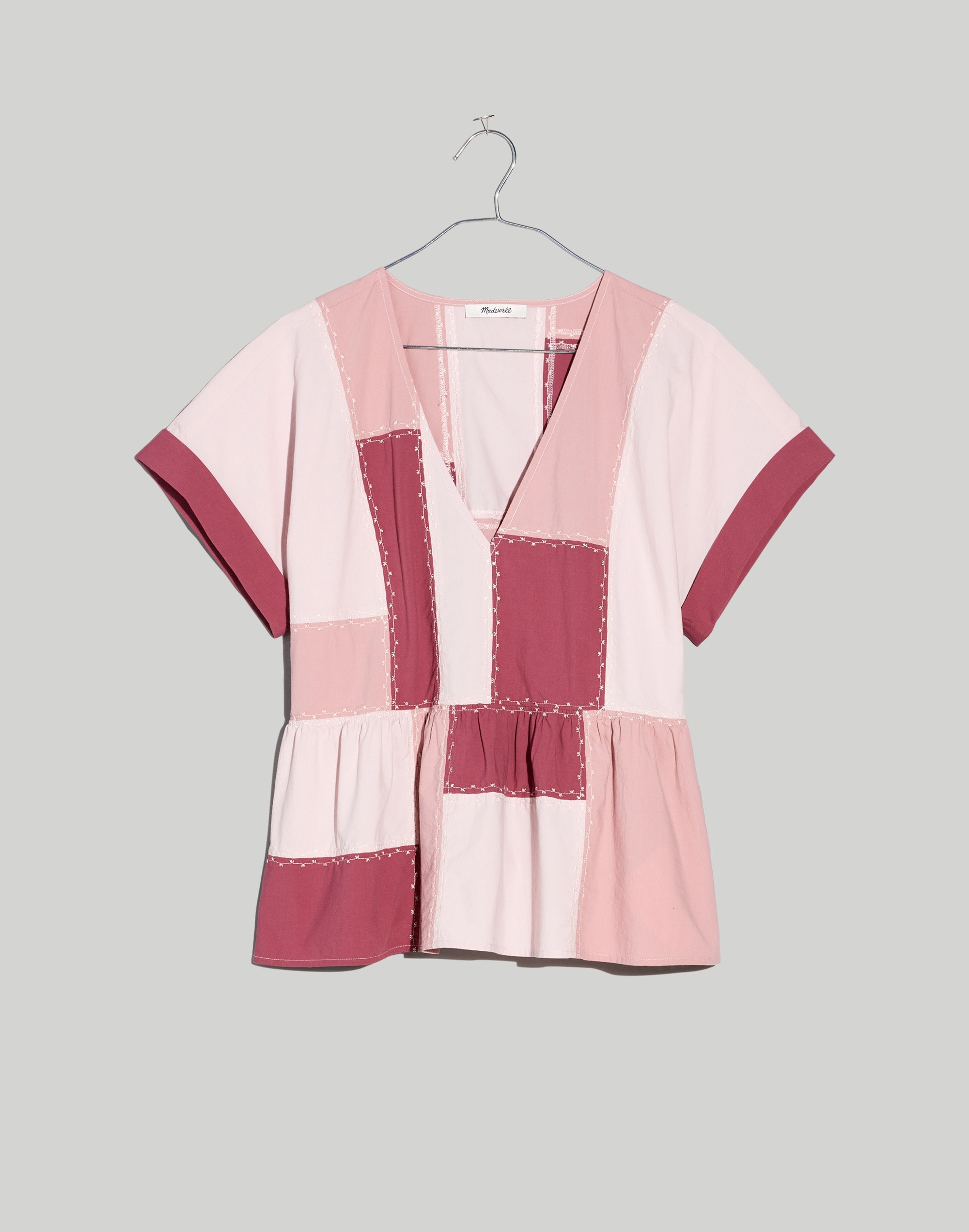 Signature Poplin Patchwork Peplum Top | Madewell