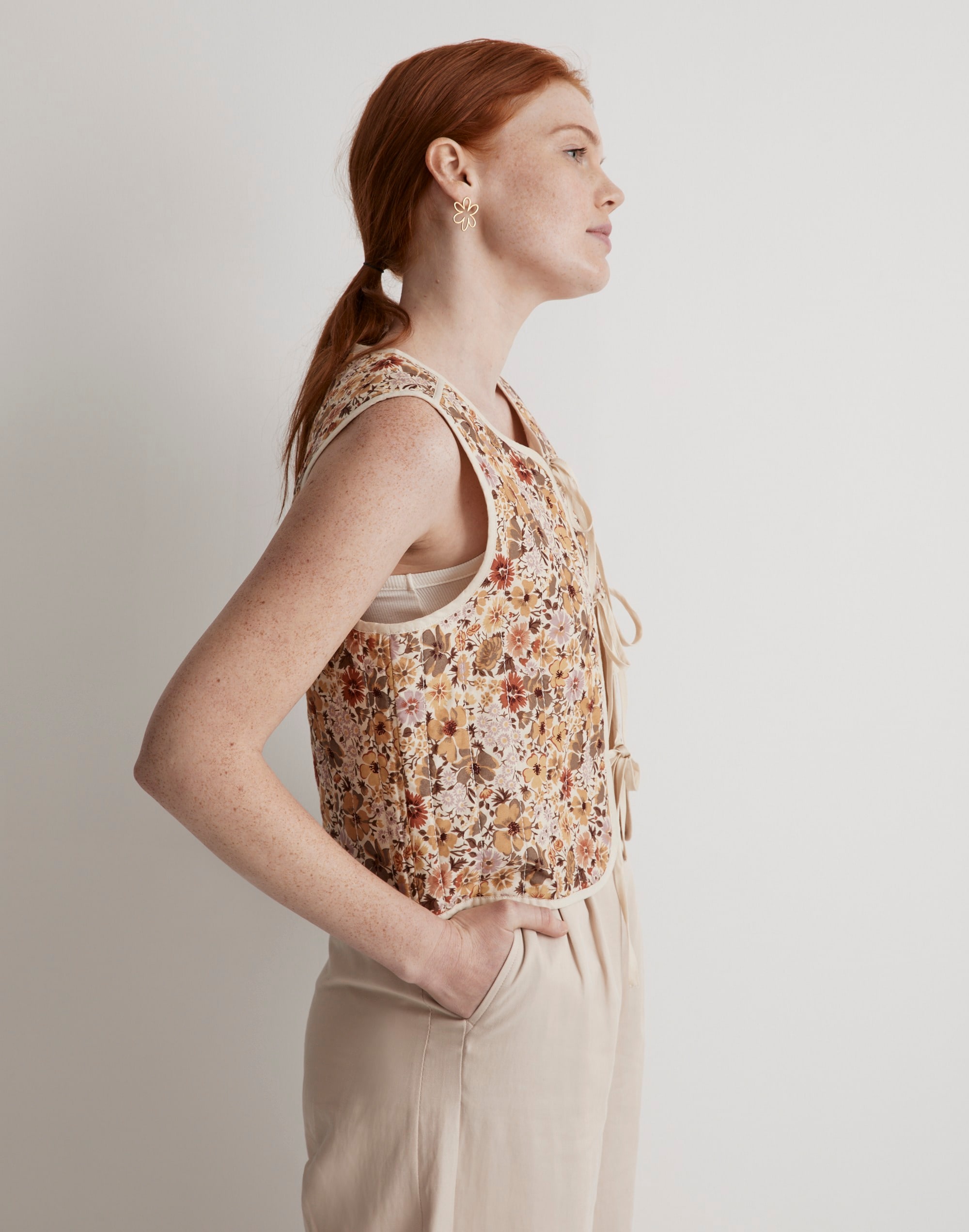 Reversible Tie-Front Vest Top in Flora Field | Madewell