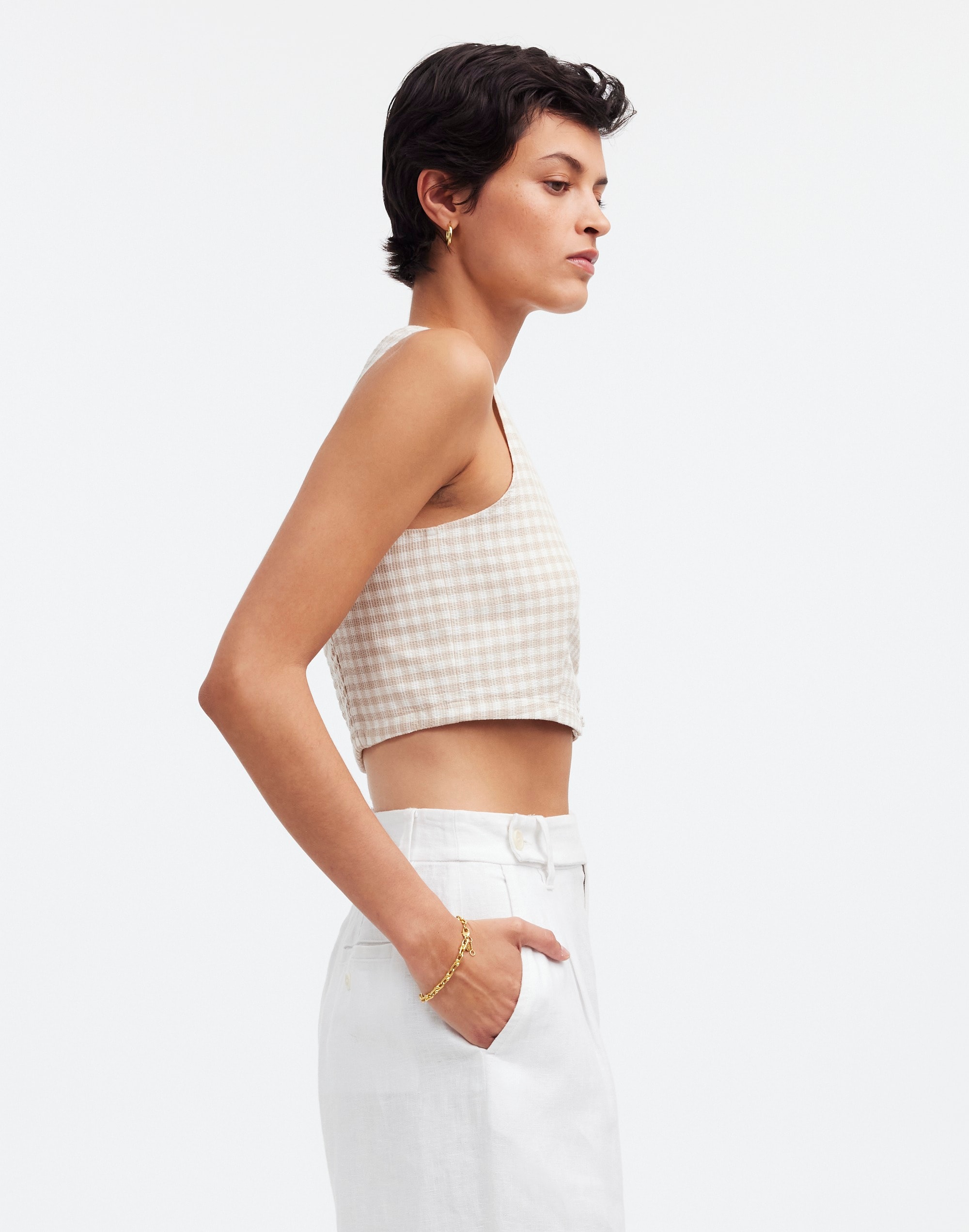 Gwen Crop Vest Top Check | Madewell